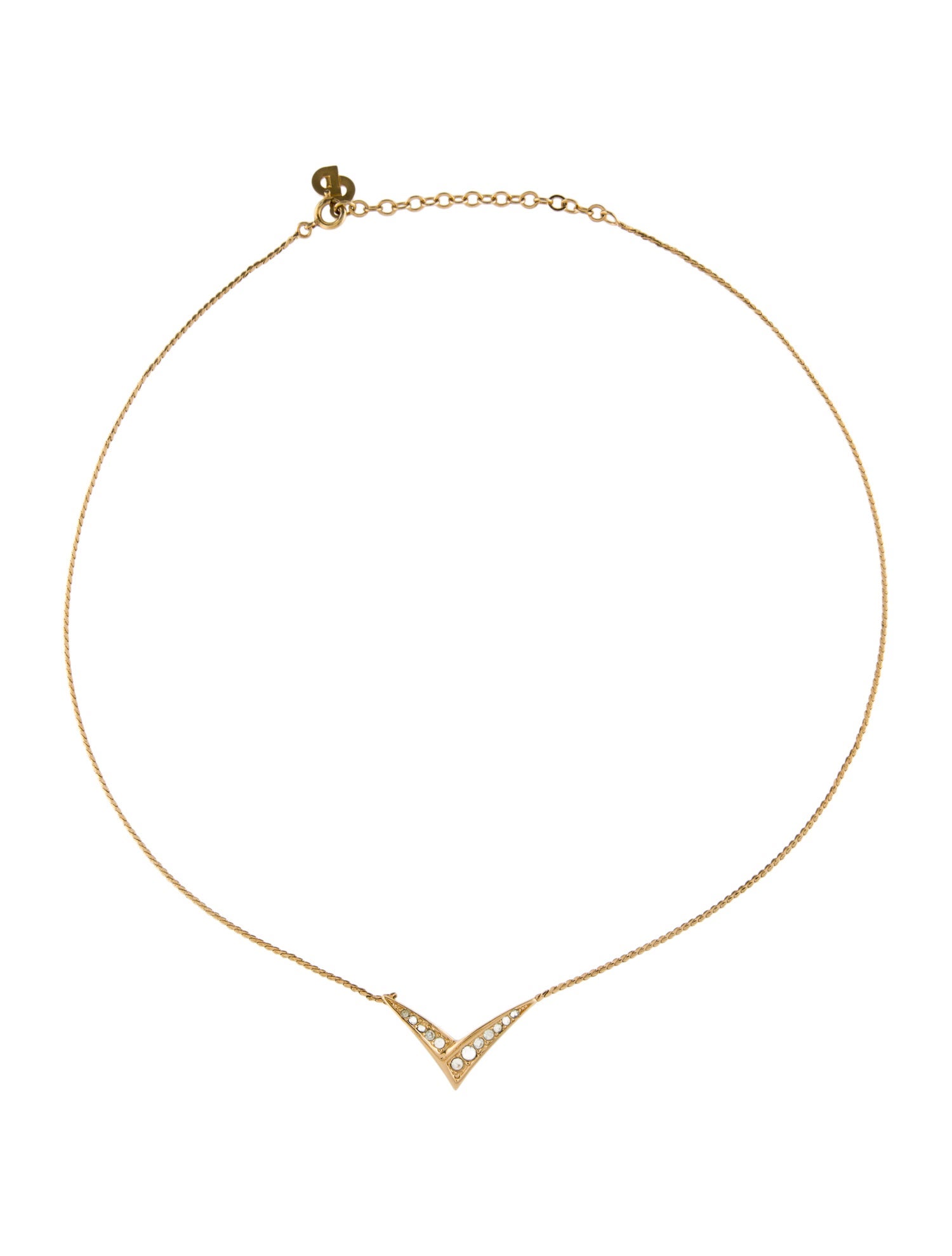 Christian Dior Vintage Crystal V Collar Necklace