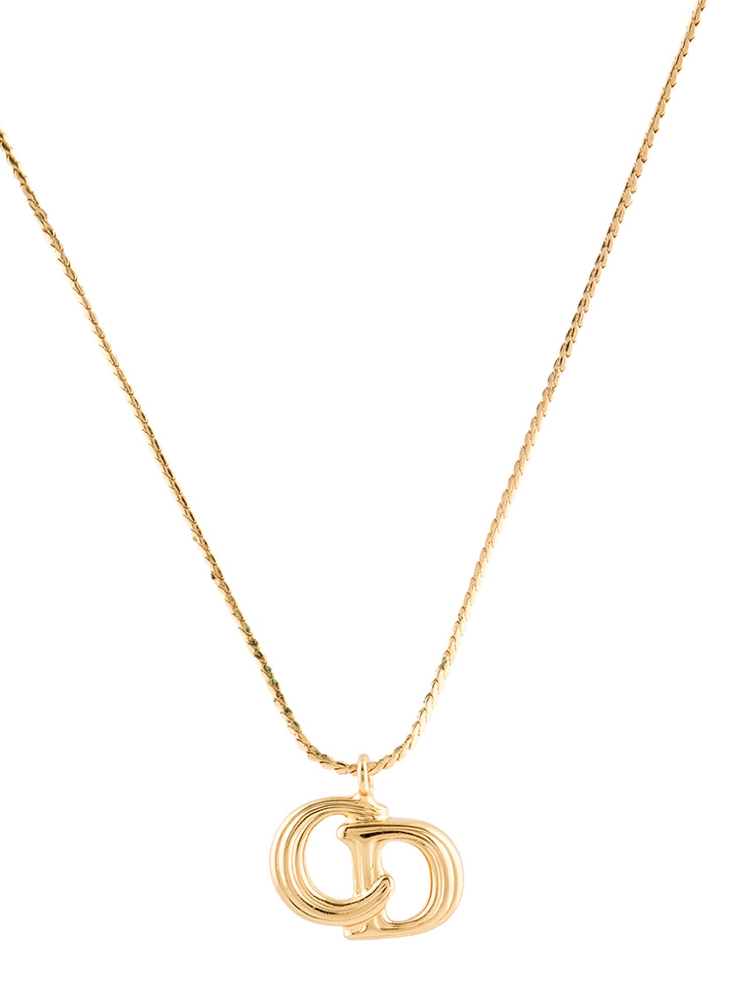 Christian Dior Vintage CD Logo Pendant Necklace