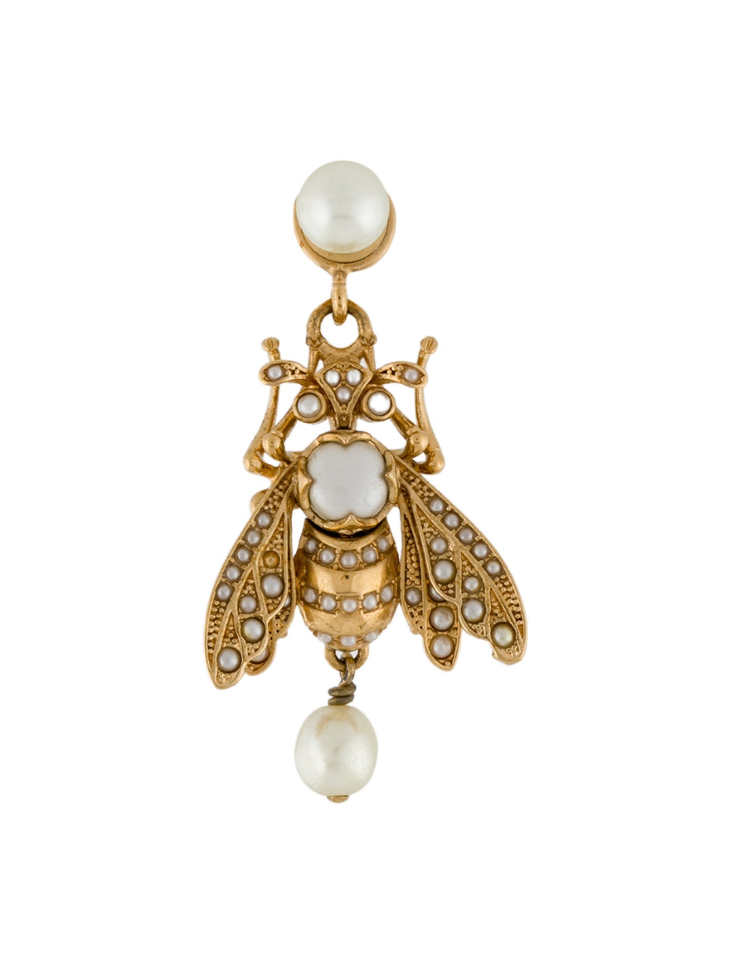 Christian Dior Faux Pearl Bee Tribales Single Earring