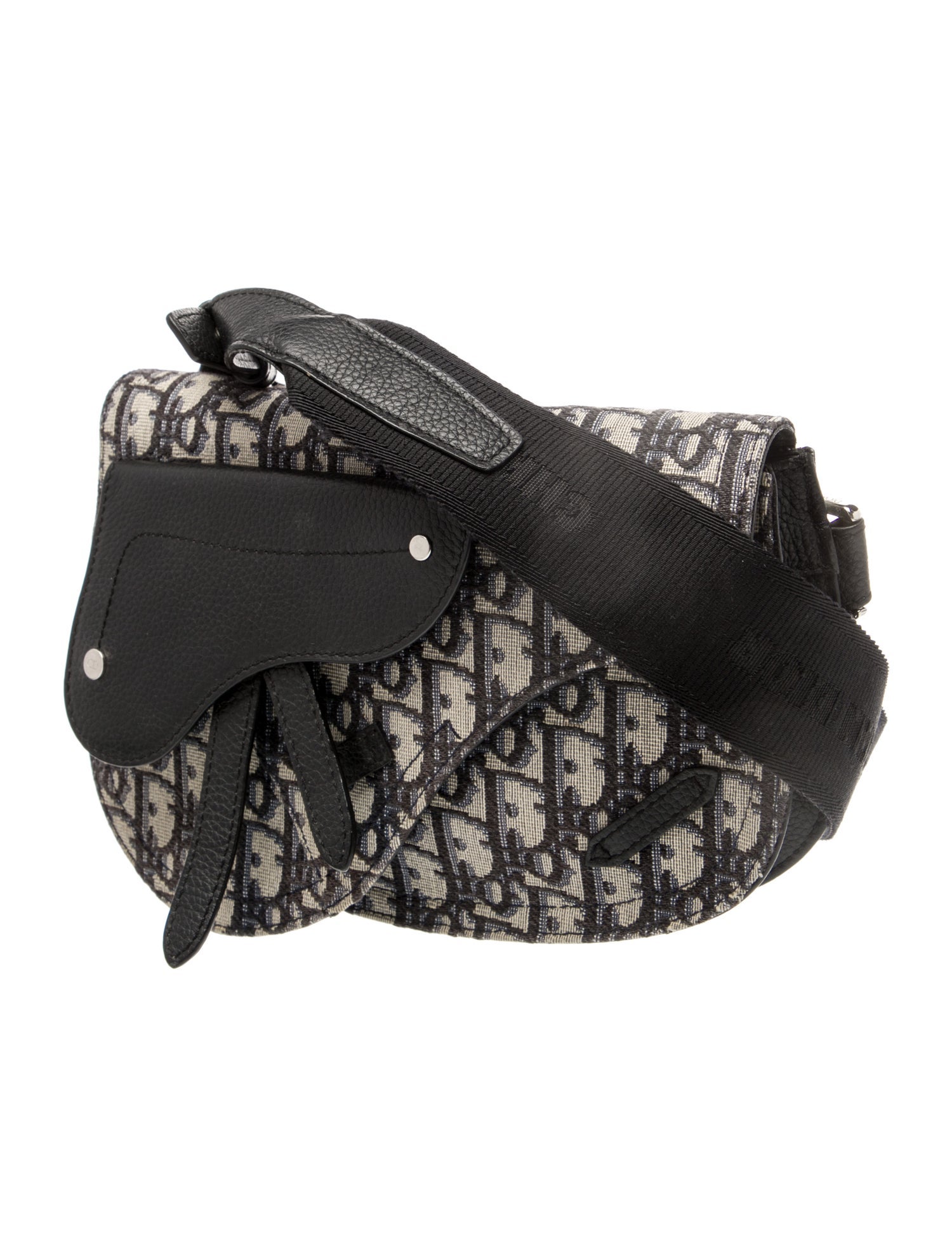 DIOR MEN Oblique Jacquard Christian Dior Saddle - Black Messenger