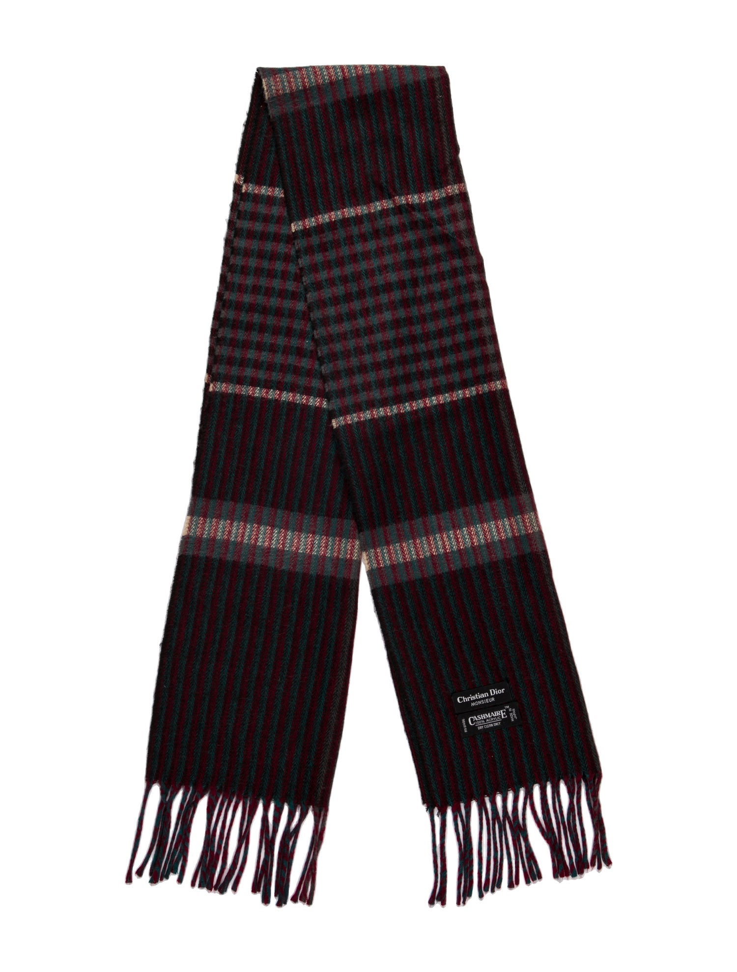 Christian Dior Acrylic Plaid Print Scarf