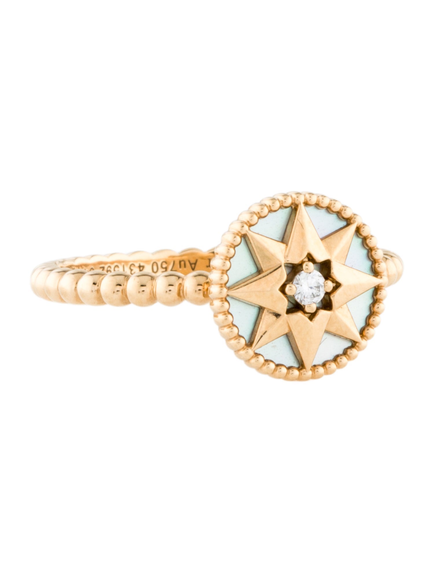 Christian Dior 18K Mother of Pearl & Diamond Rose des Vents Ring