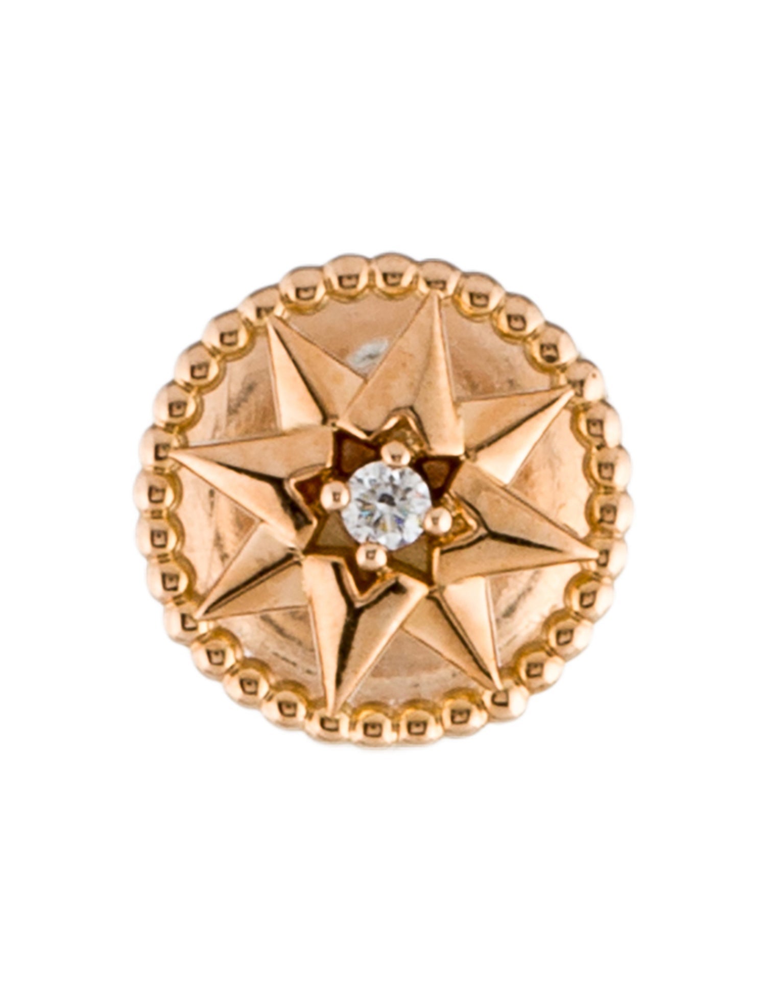 Christian Dior 18K Diamond Small Rose des Vents Single Stud Earring