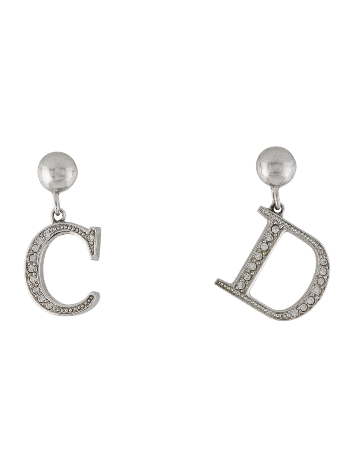 Christian Dior Vintage Crystal CD Drop Earrings