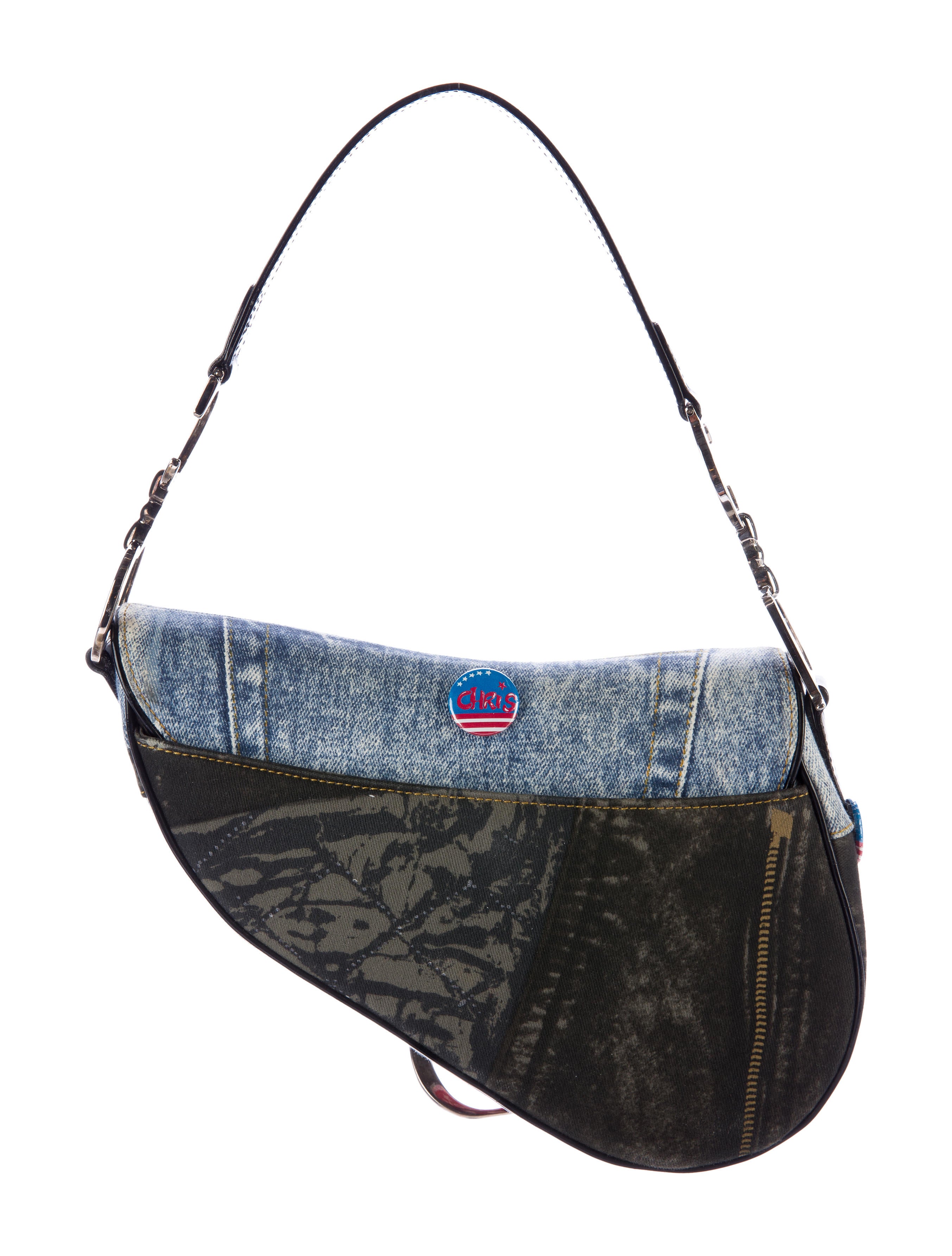Christian Dior Denim Saddle Bag Handbags CHR56372 The RealReal