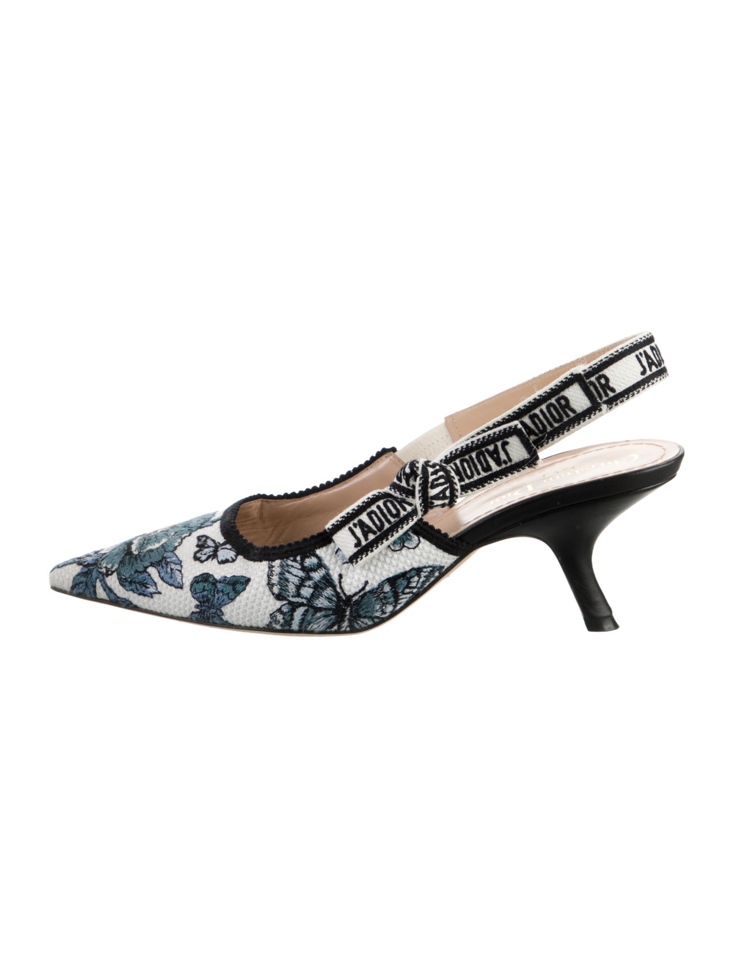 Christian Dior Printed Bow Accents Slingback Pumps