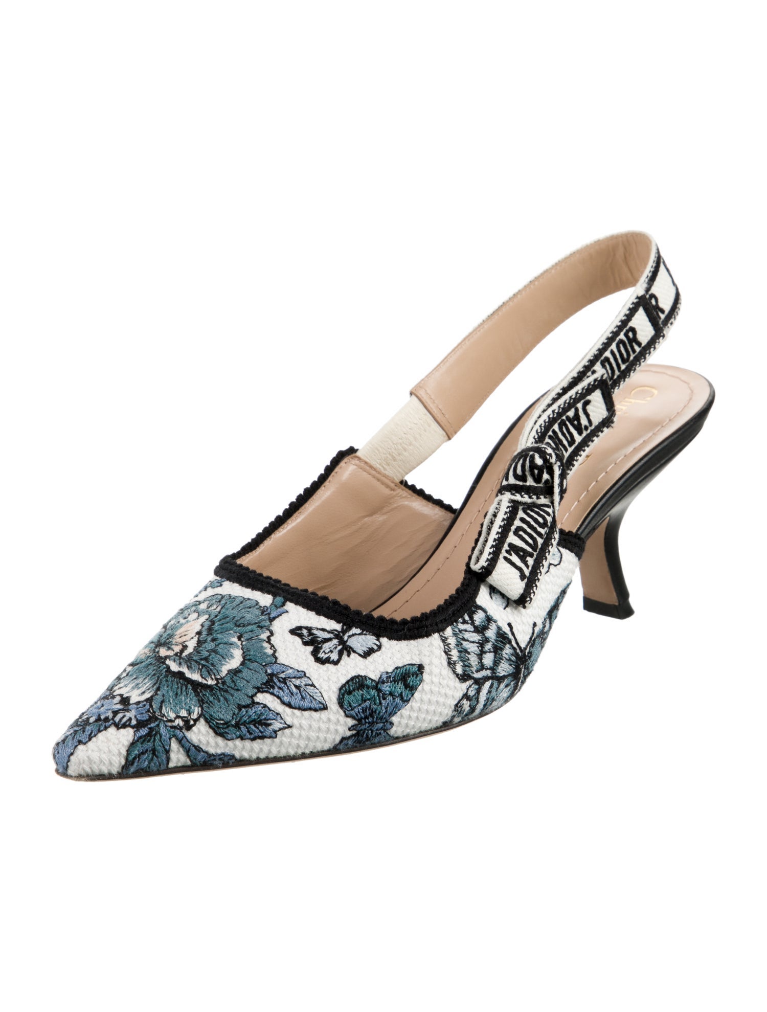Christian Dior Printed Bow Accents Slingback Pumps