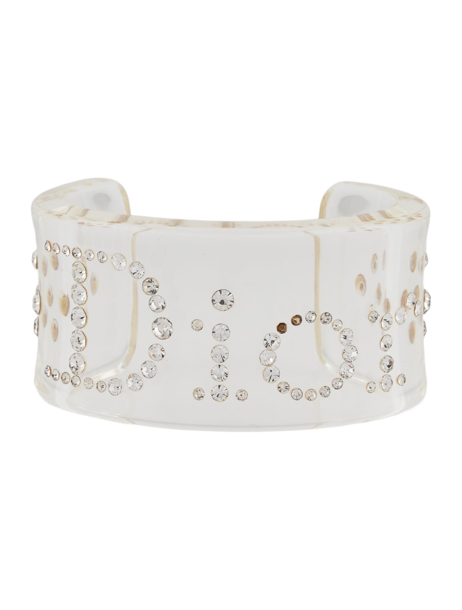 Christian Dior Resin & Crystal Logo Cuff Bracelet