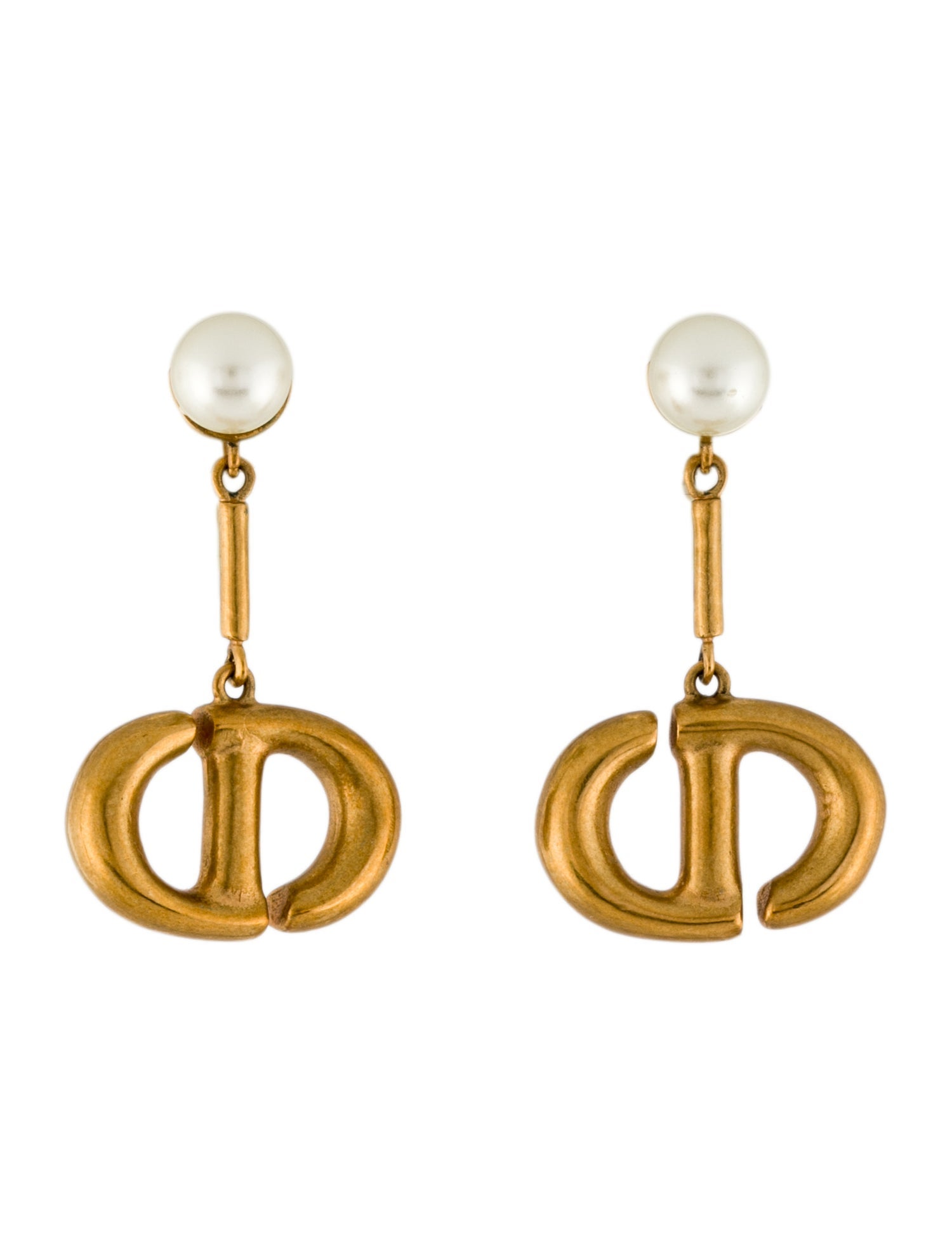 Christian Dior Faux Pearl Tribales Drop Earrings