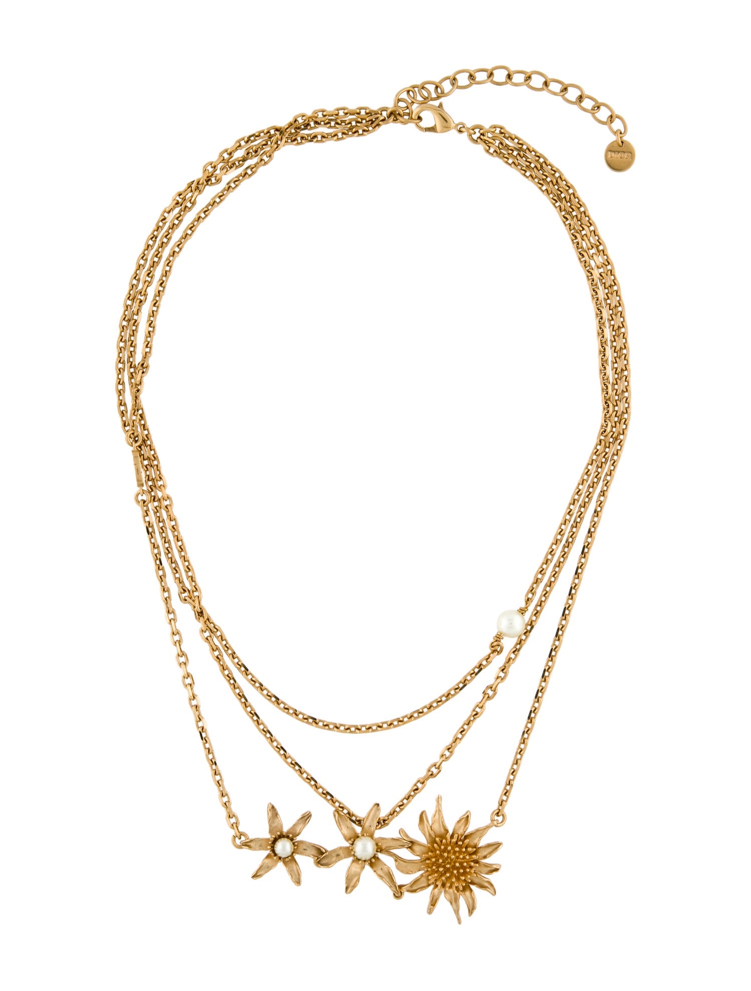 Christian Dior Faux Pearl Chardons Multistrand Necklace