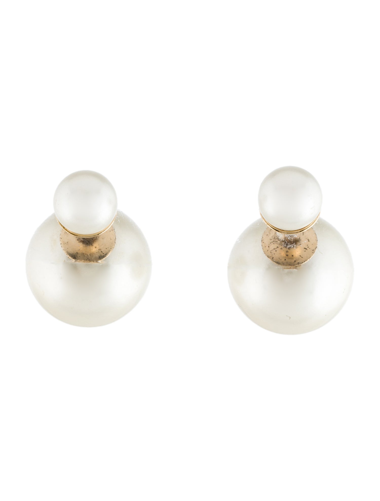 Christian Dior Faux Pearl Tribales Stud Earrings