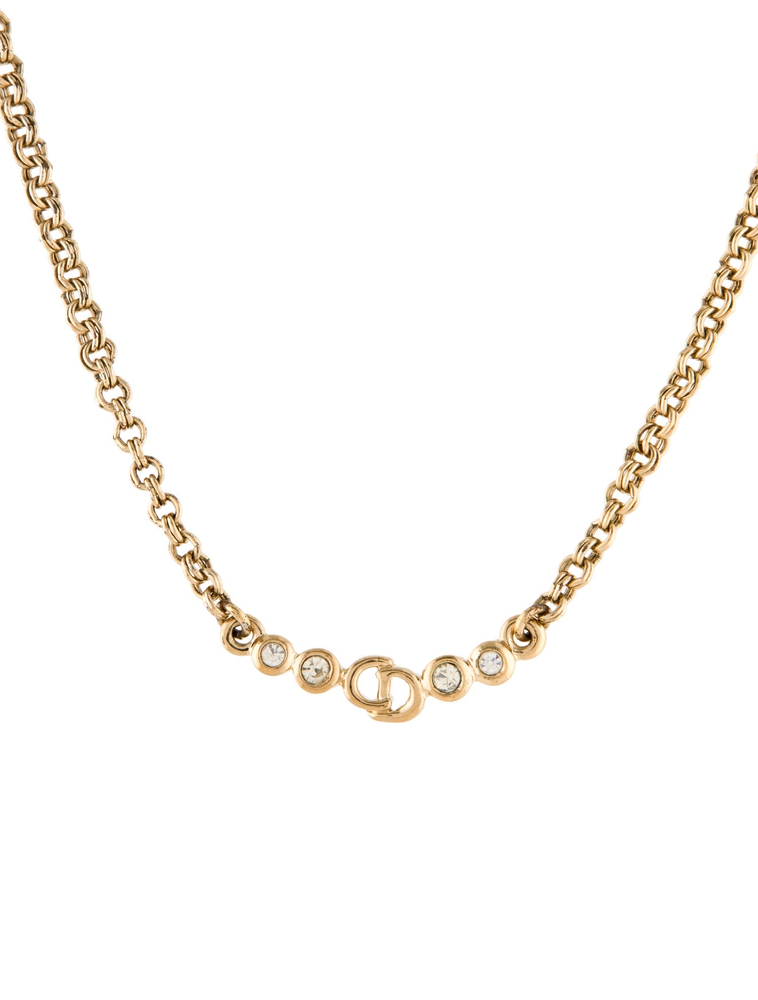 Christian Dior Vintage Crystal CD Necklace