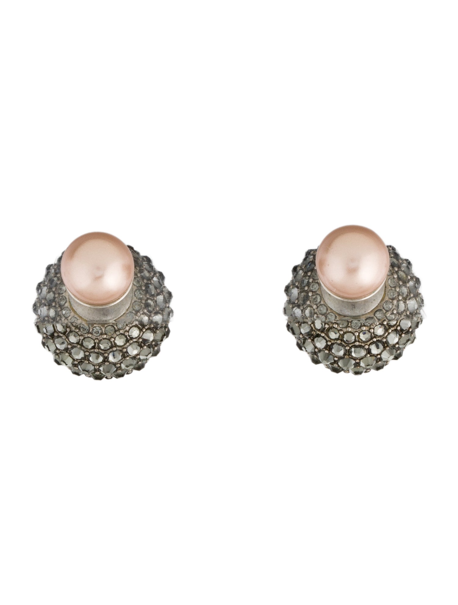 Christian Dior Pearl & Crystal Tribal Stud Earrings