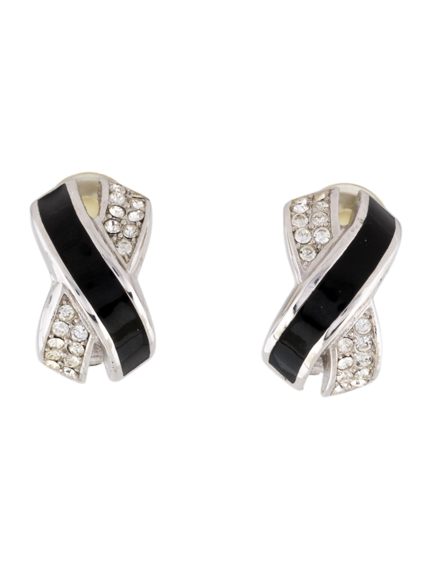 Christian Dior Vintage Crystal & Enamel Clip-On Earrings
