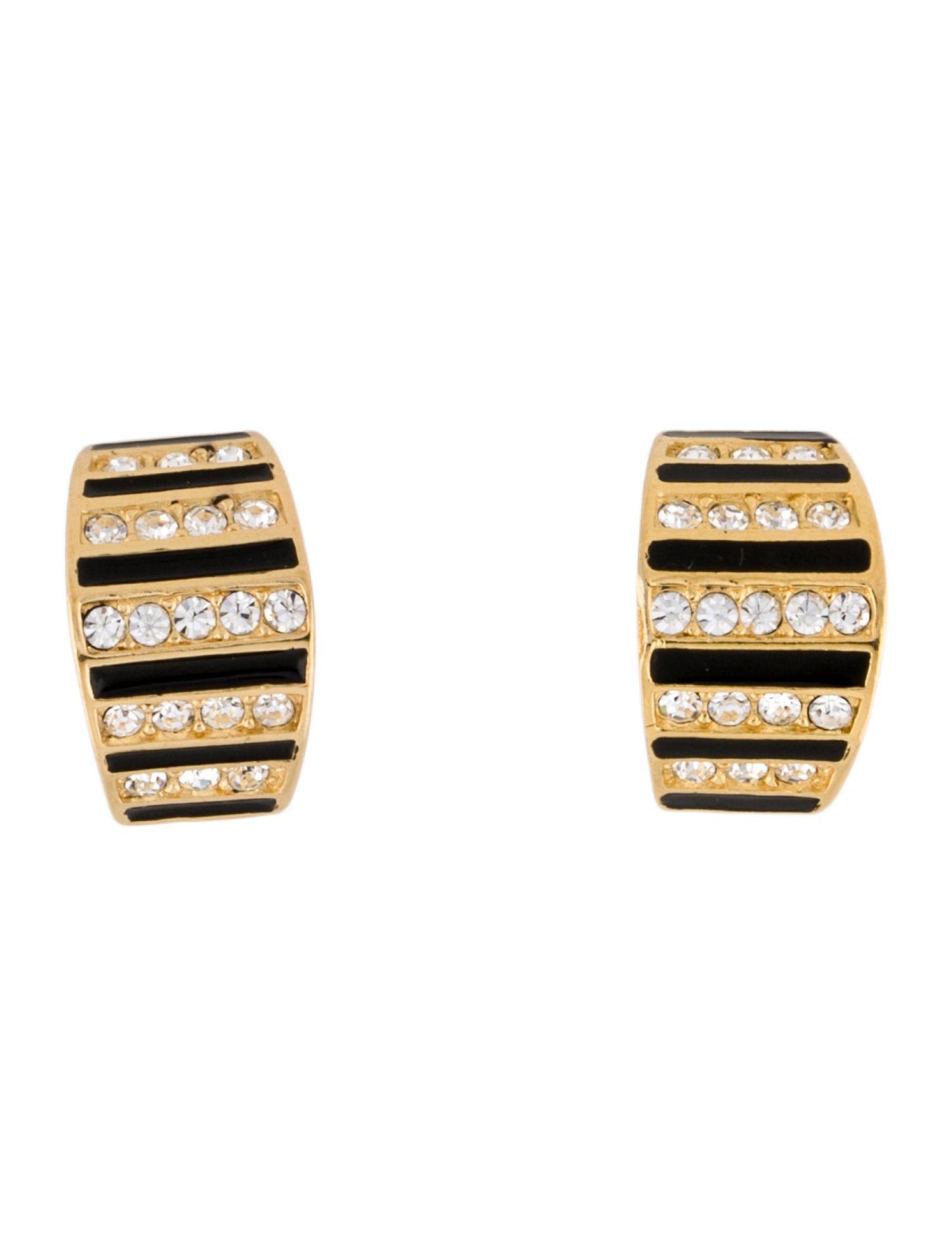 Christian Dior Vintage Crystal & Enamel Clip-On Earrings