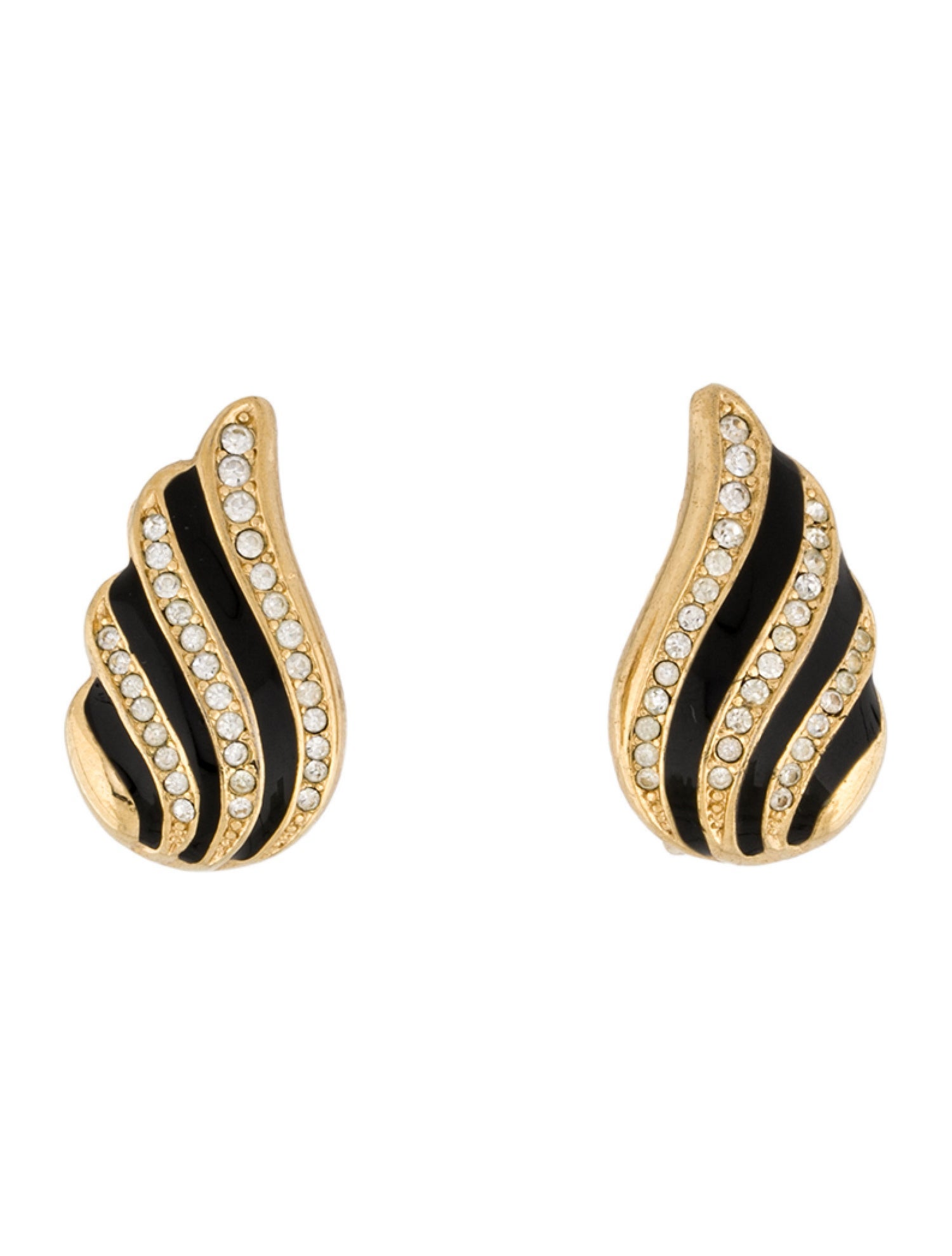 Christian Dior Vintage Crystal & Enamel Clip-On Earrings