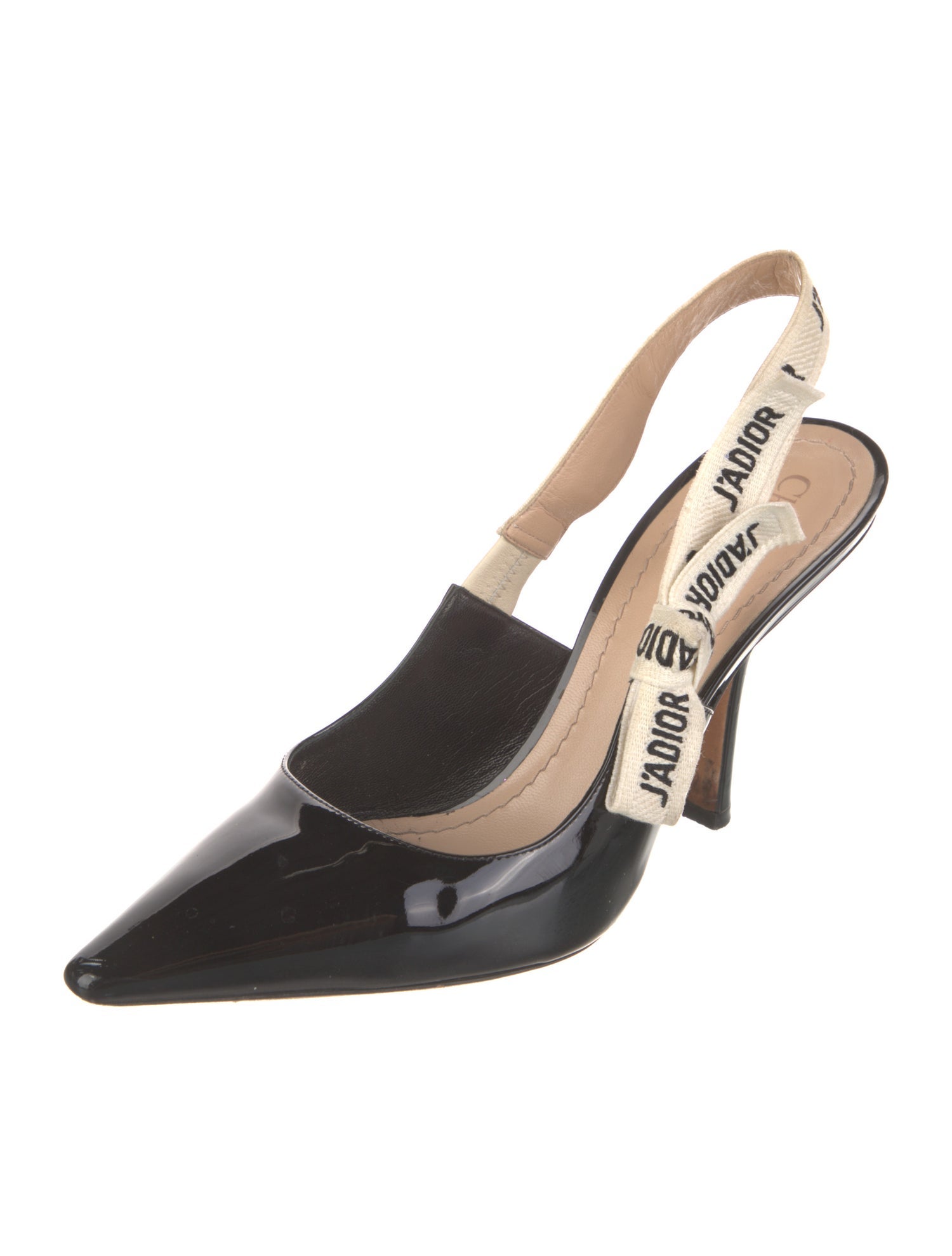 Christian Dior Patent Leather Graphic Print Slingback Pumps
