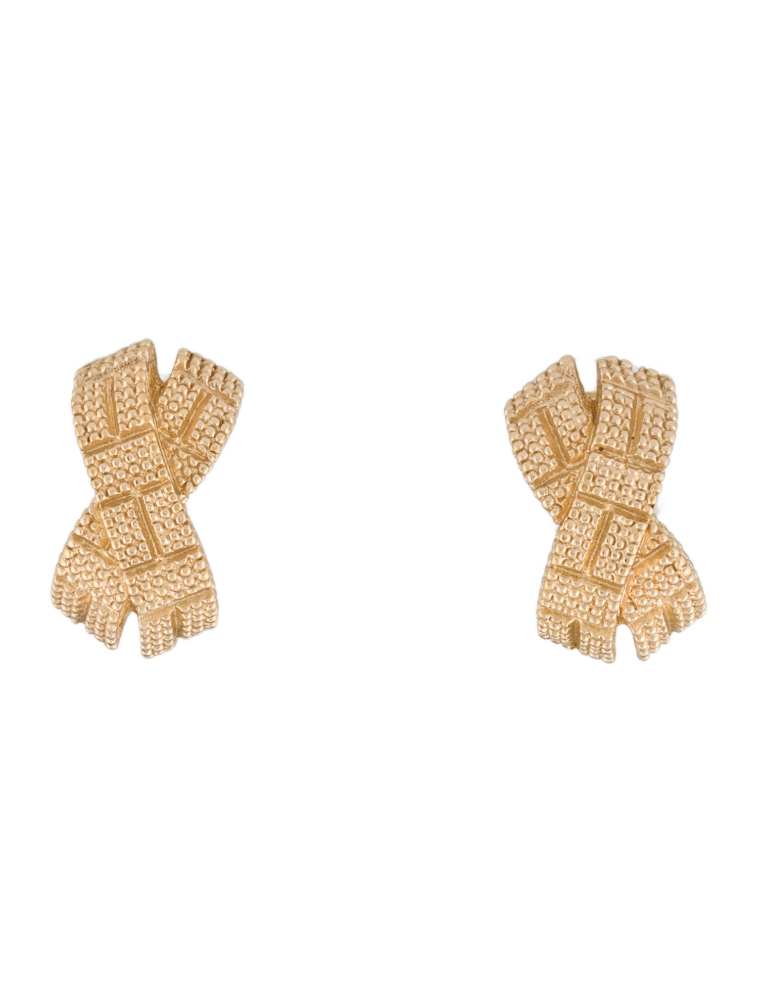 Christian Dior Vintage Textured 'x' Stud Earrings