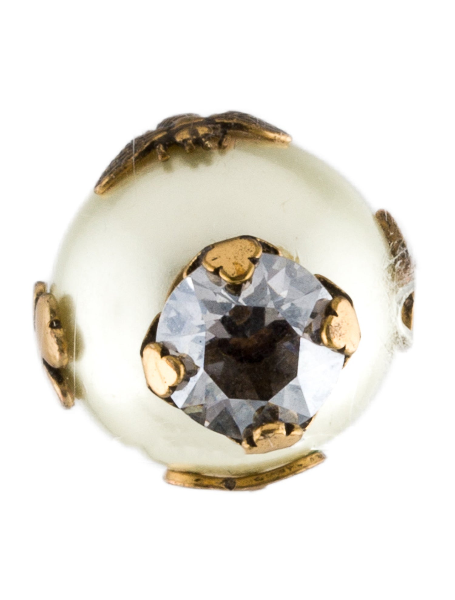 Christian Dior Faux Pearl Tribales Motif Stud Single Earring