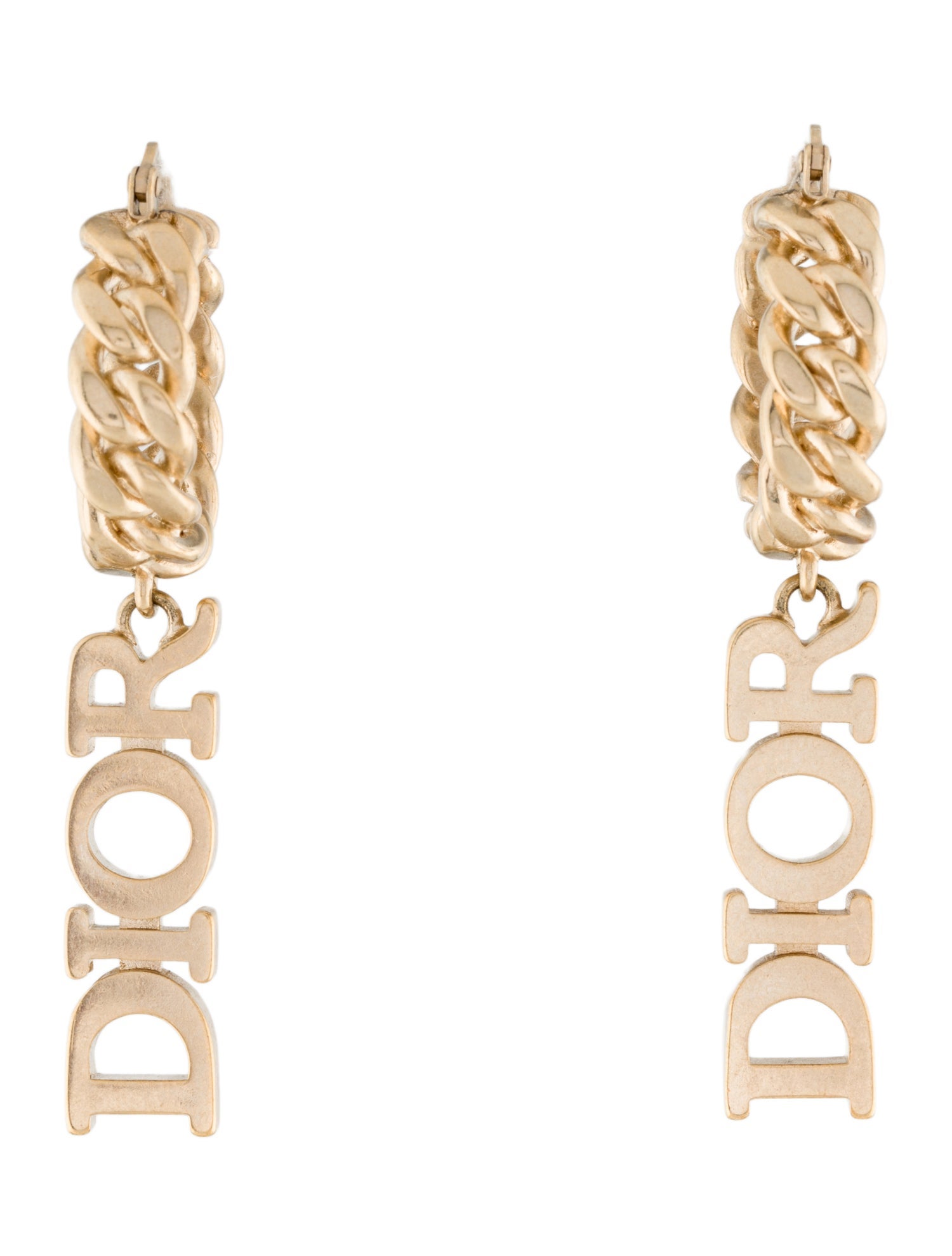 Christian Dior Hoop Logo Drop Earrings