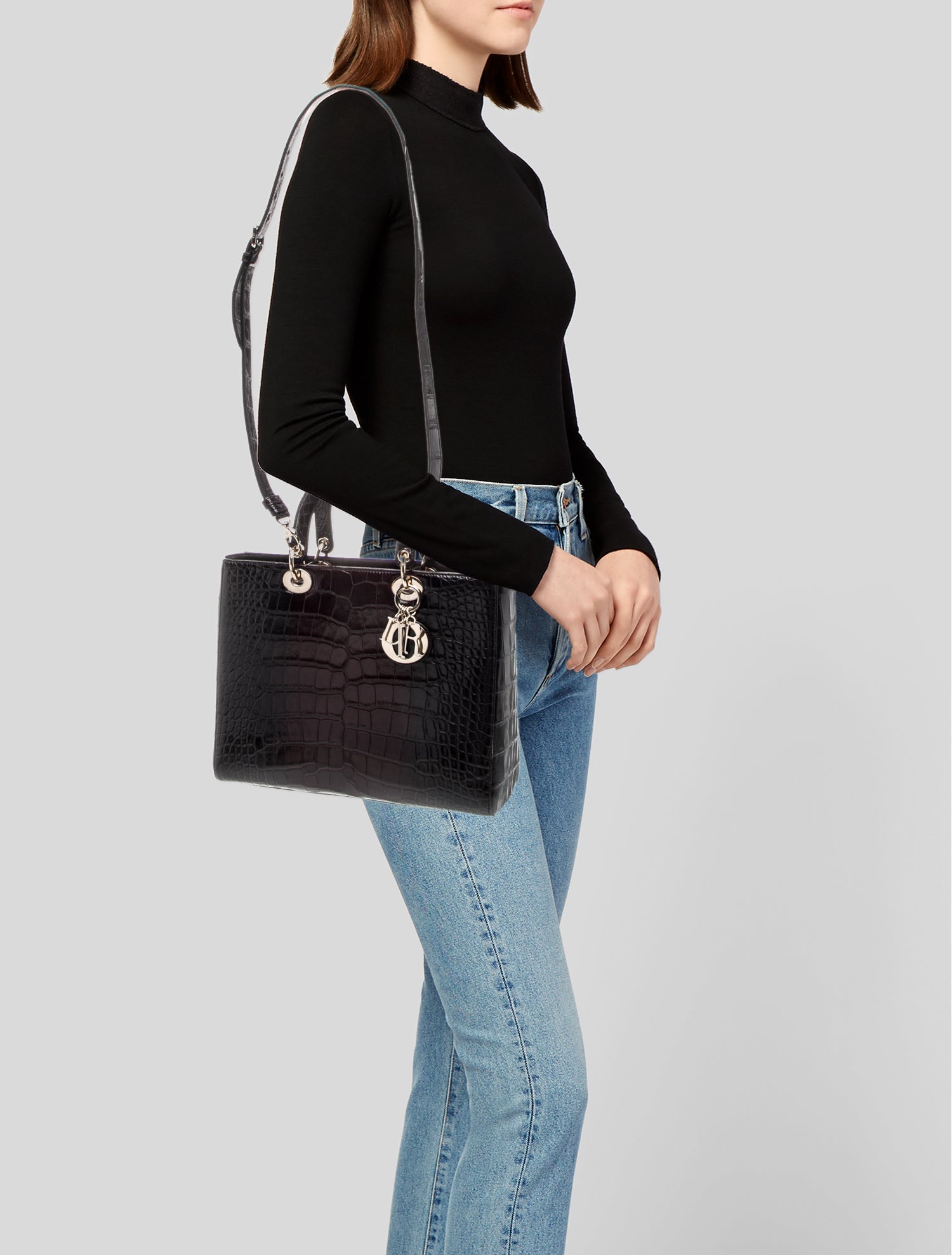 Christian Dior Cannage Lady Dior Large - Black Handle Bags