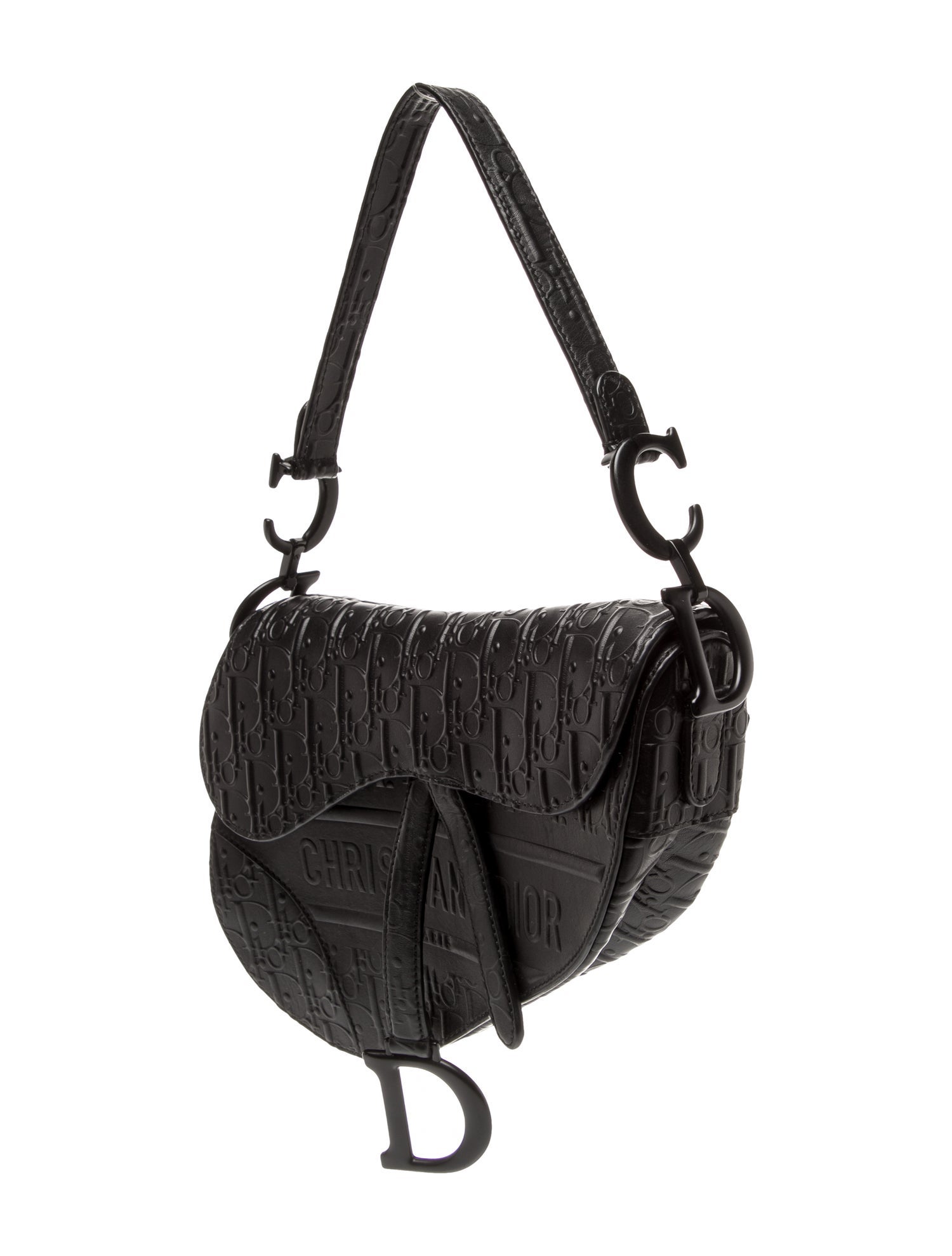 Christian Dior Oblique Jacquard Saddle - Black Shoulder Bags