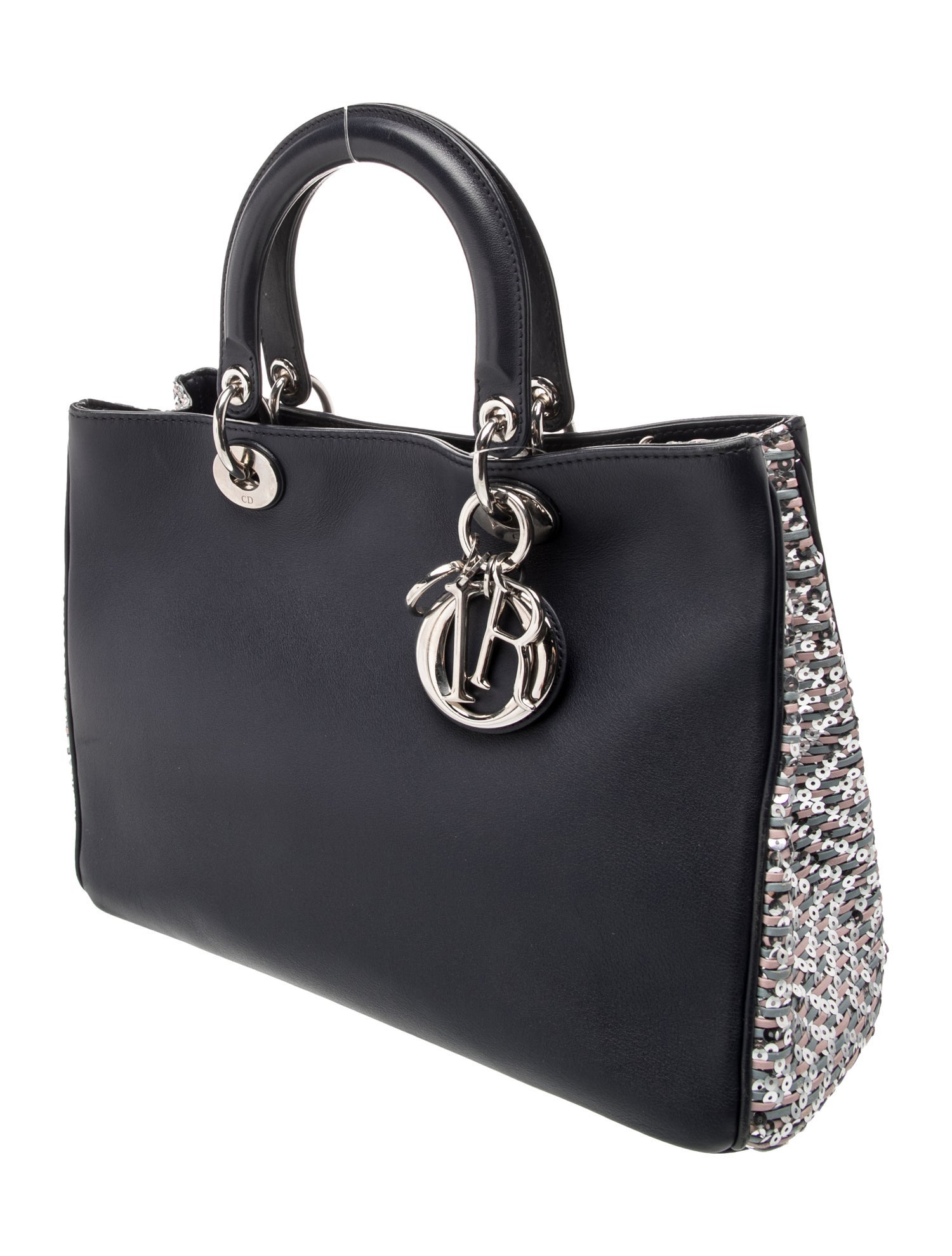 Christian Dior Leather Lady Dior Medium - Blue Handle Bags