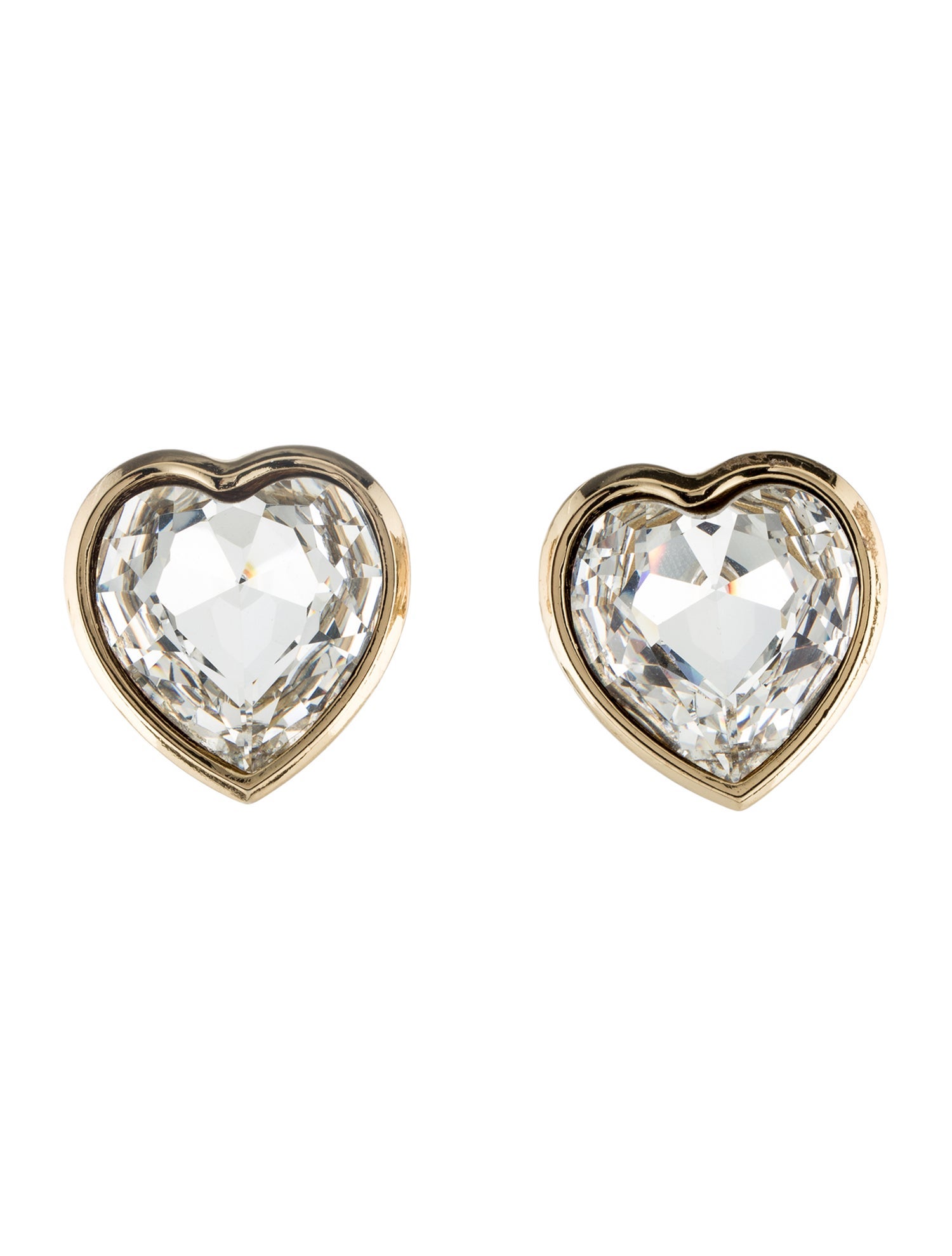 Christian Dior Vintage Crystal Oversized Heart Clip-On Earrings