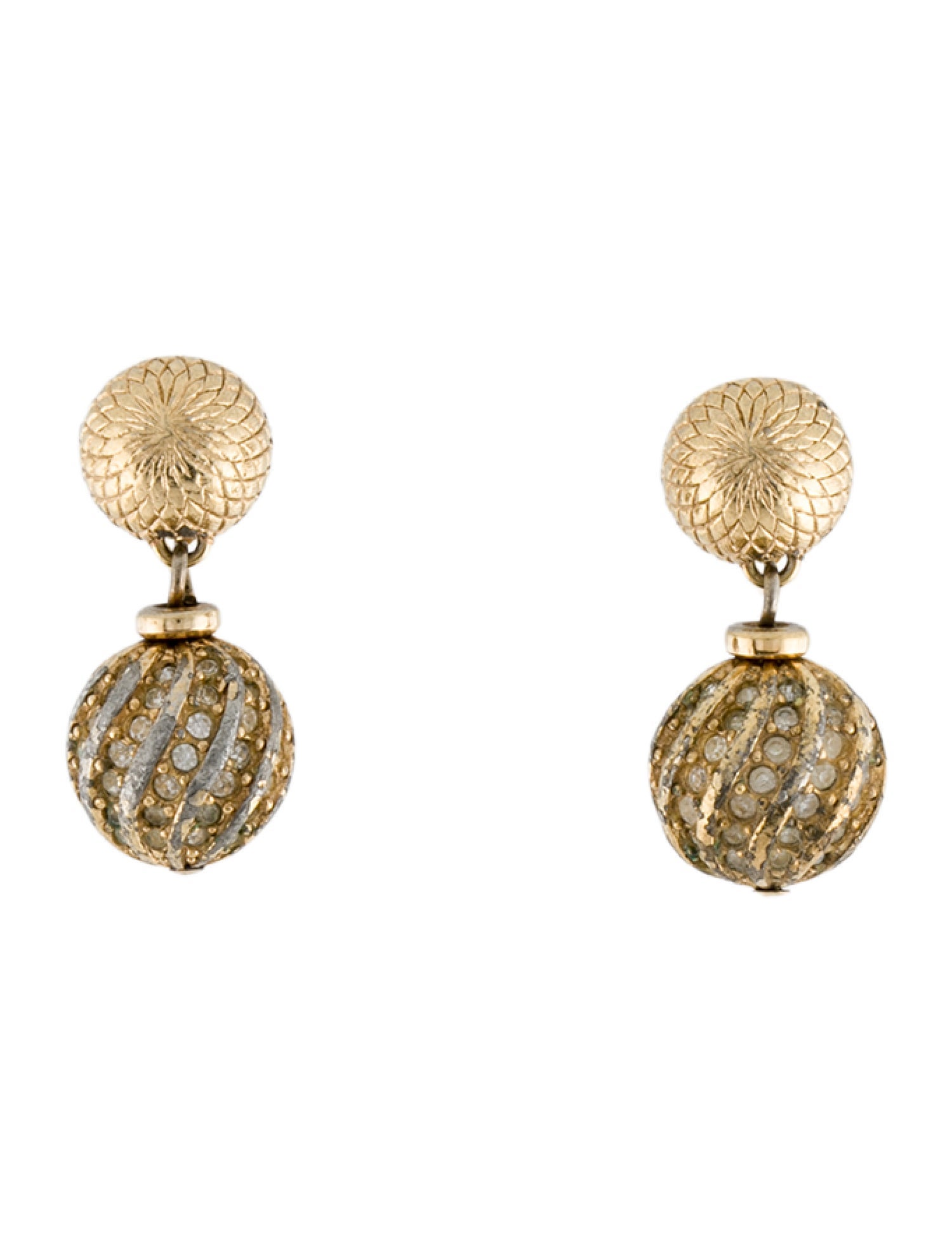 Christian Dior Vintage Crystal Drop Clip-On Earrings