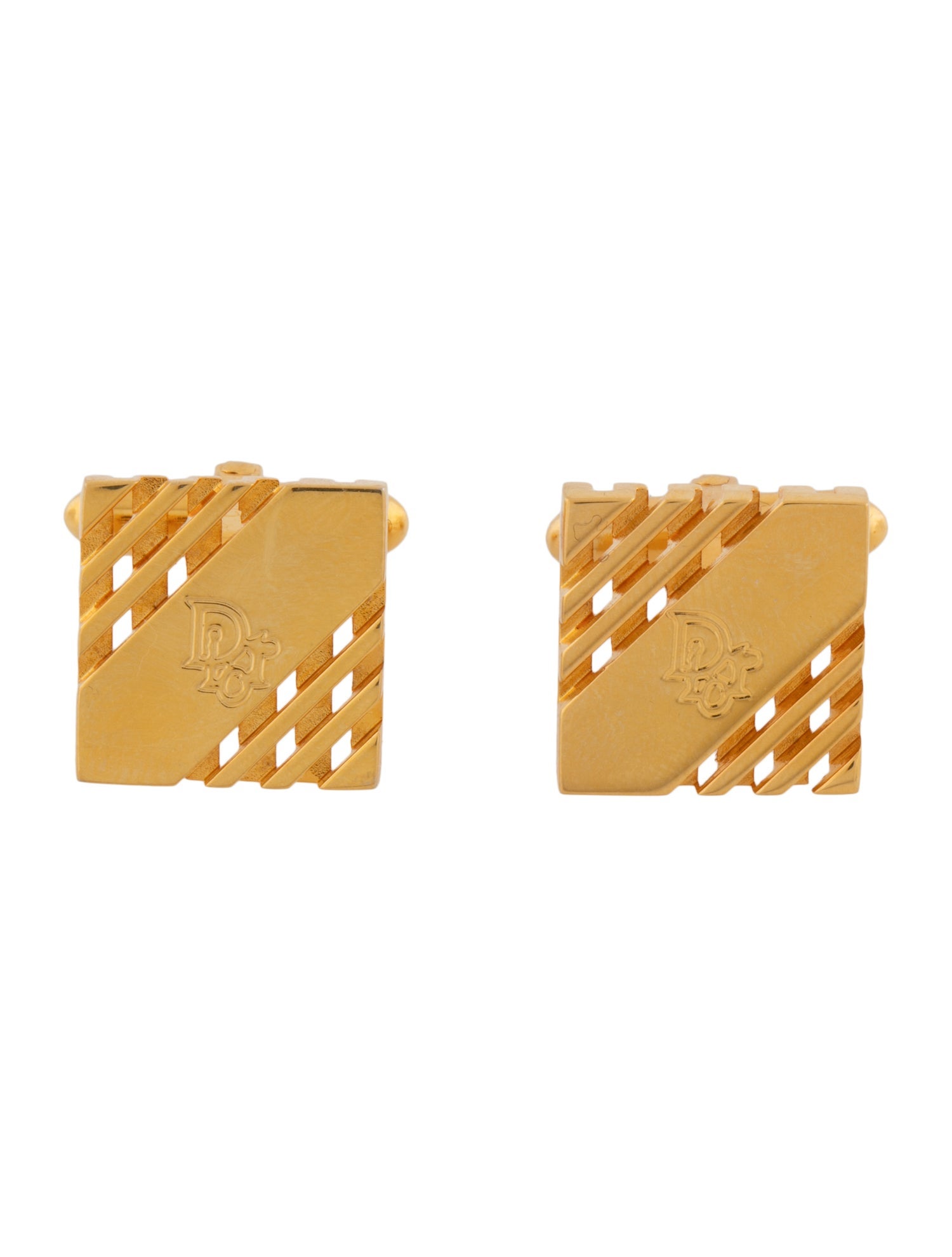 Christian Dior Vintage Logo Tie Clip & Cufflinks Set