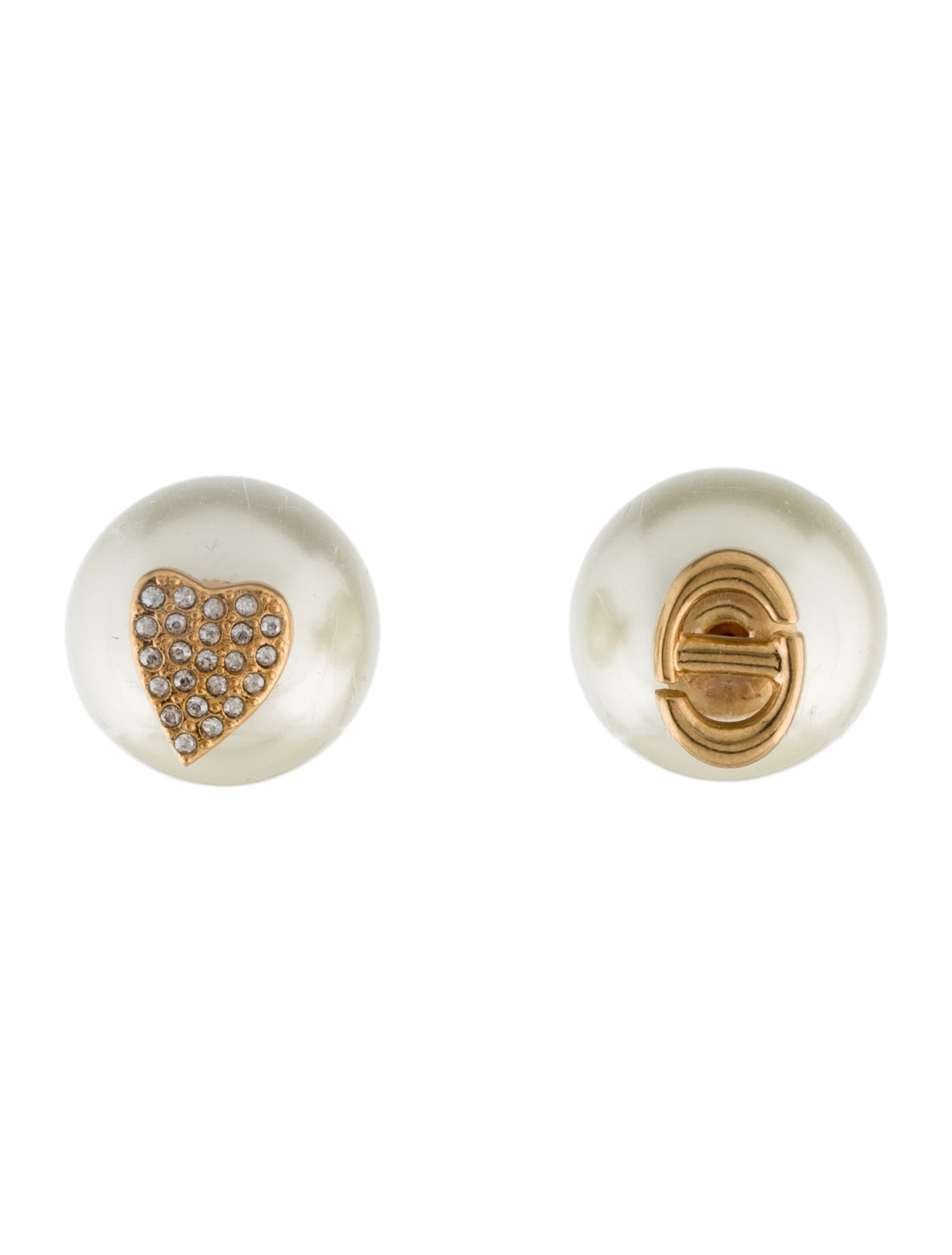 Christian Dior Crystal & Faux Pearl Tribales Stud Earrings