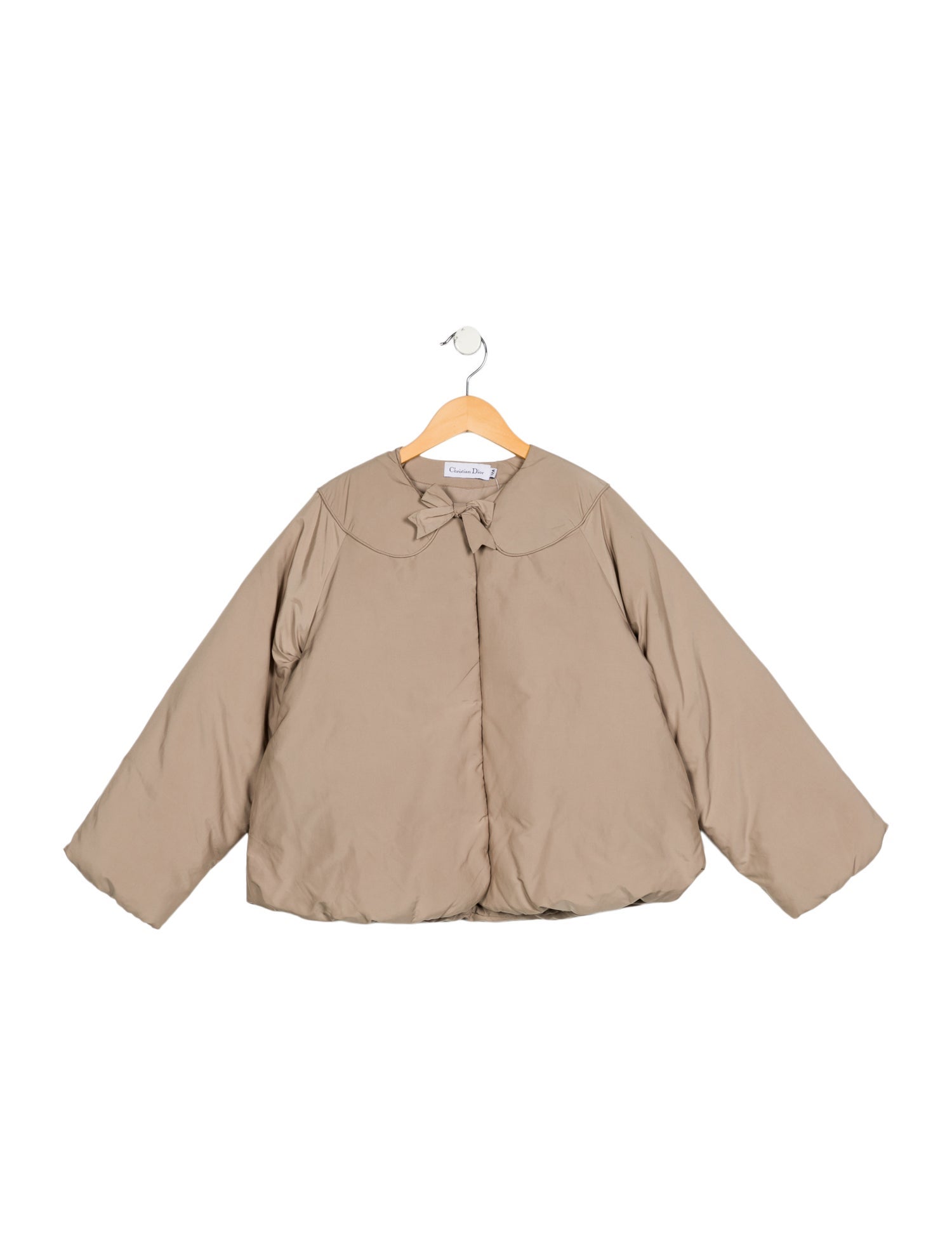 Christian Dior Girls' Bow Embellished Puffer Coat