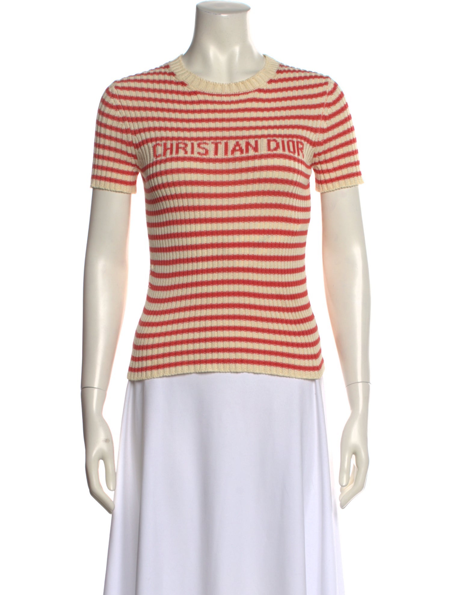 Christian Dior Striped Crew Neck Sweater