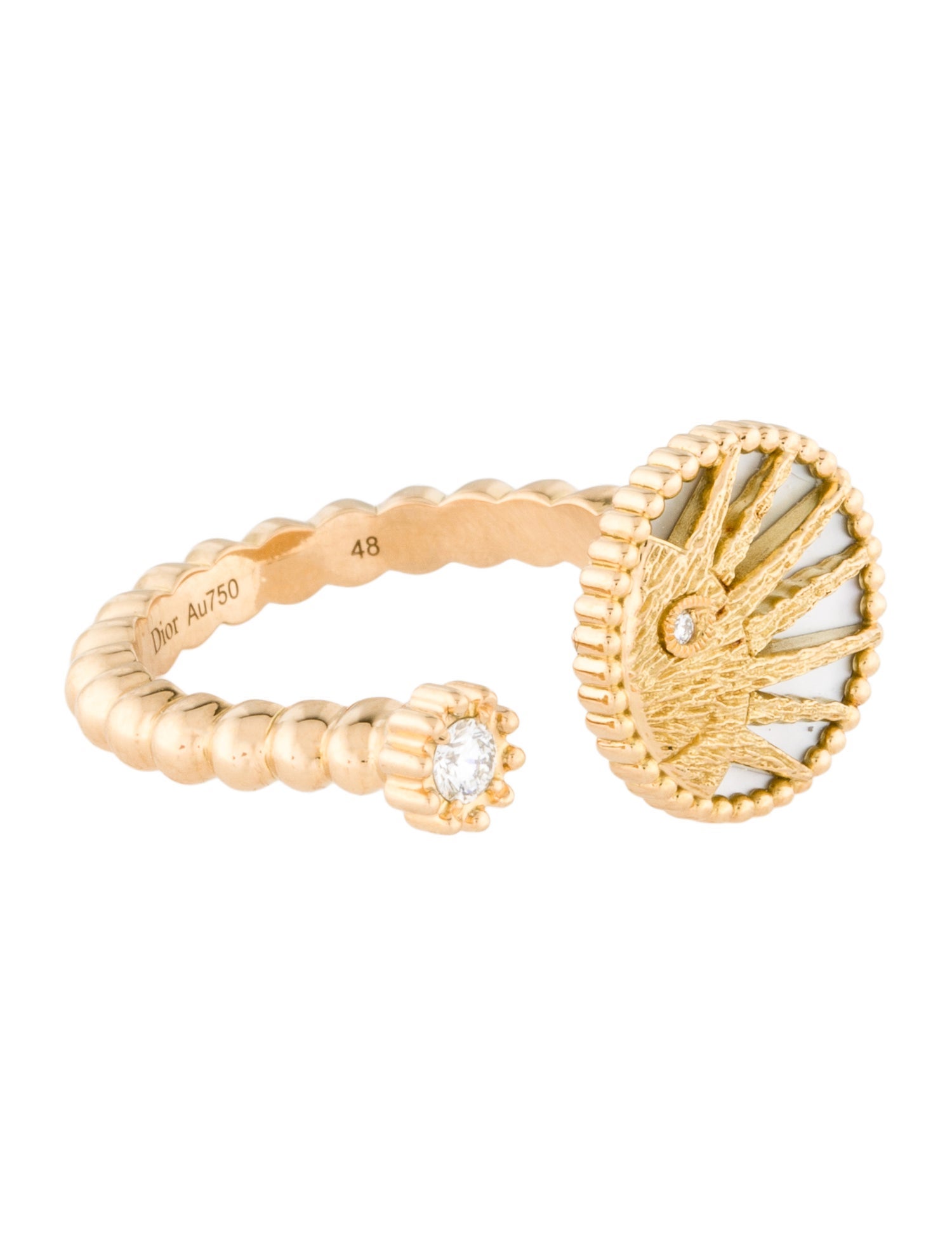 Christian Dior 18K Mother of Pearl & Diamond Rose Céleste Cocktail Ring