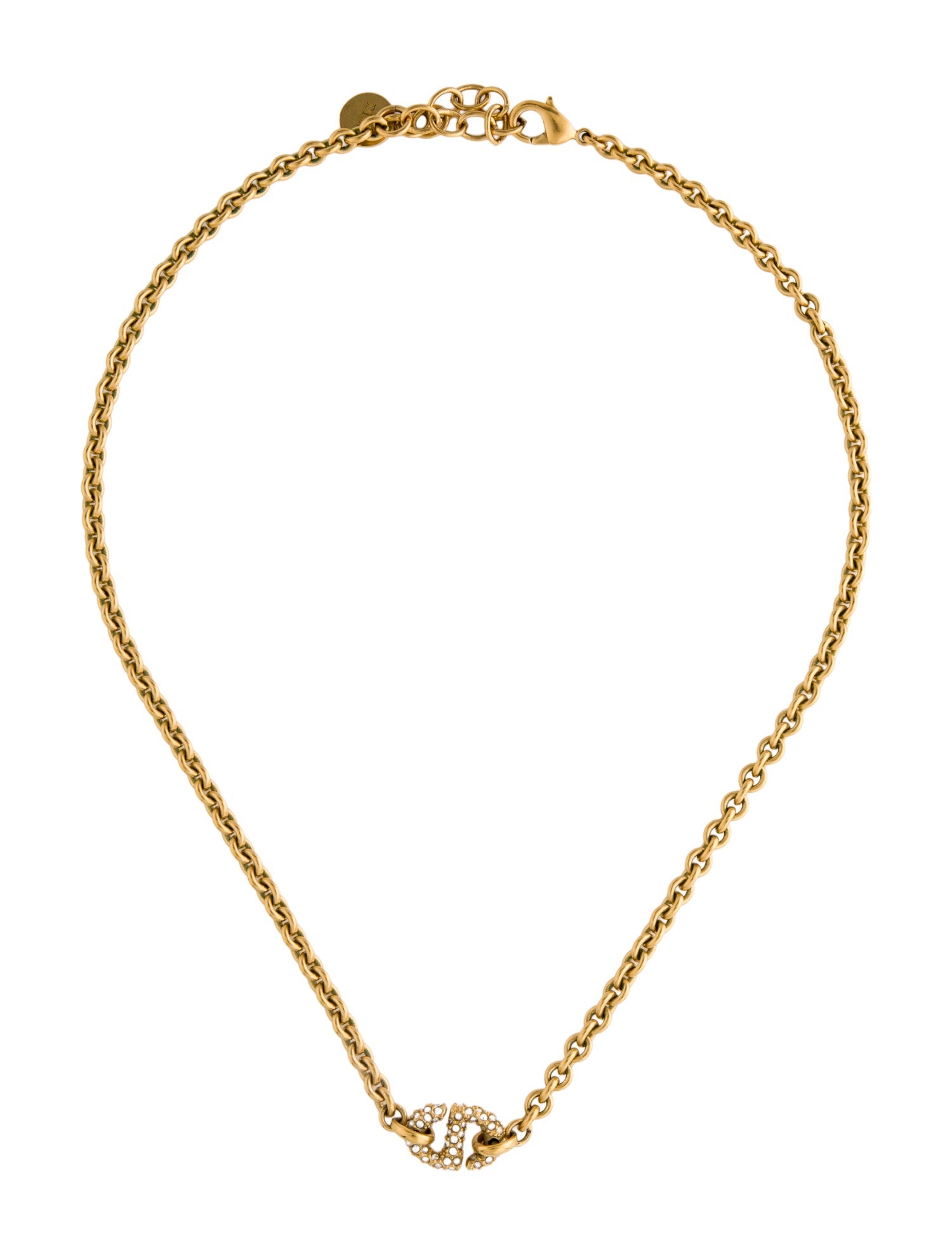 Christian Dior Crystal CD Navy Collar Necklace