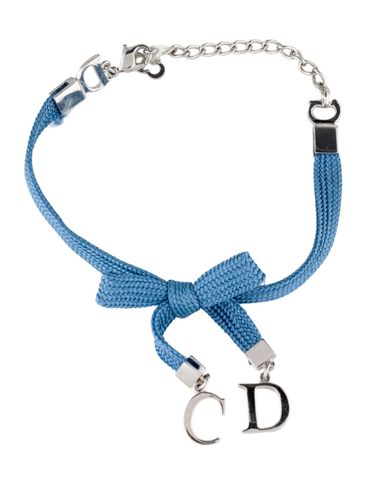 Christian Dior Cord Bow Metal CD Charm Bracelet
