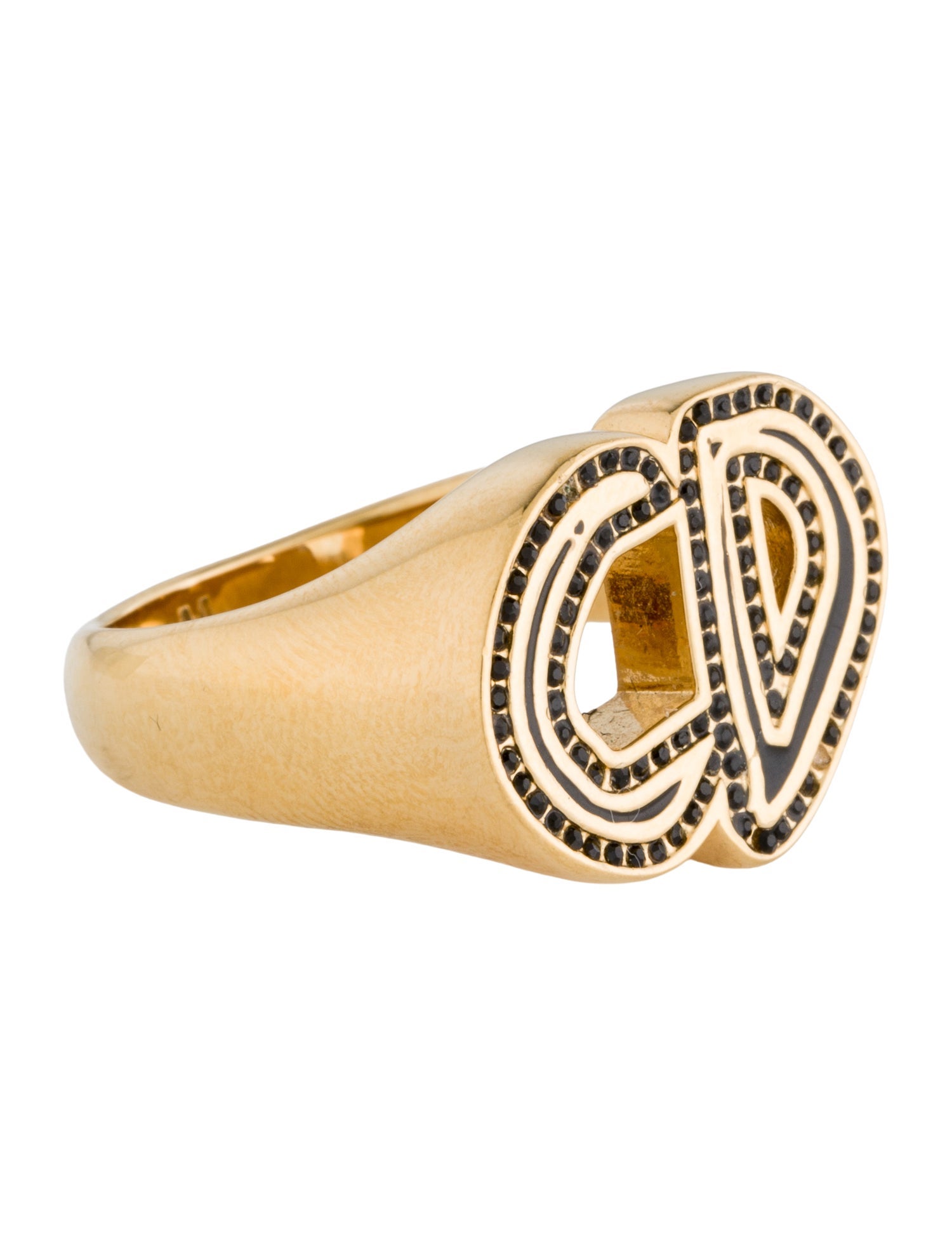 Christian Dior Crystal & Enamel CD Cocktail Ring