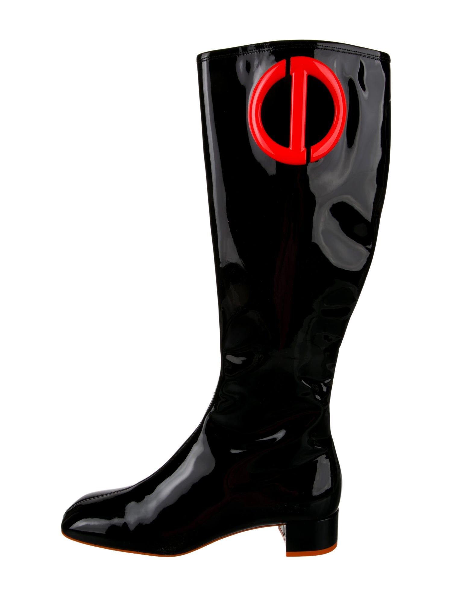 Christian Dior Patent Leather Cutout Accent Riding Boots