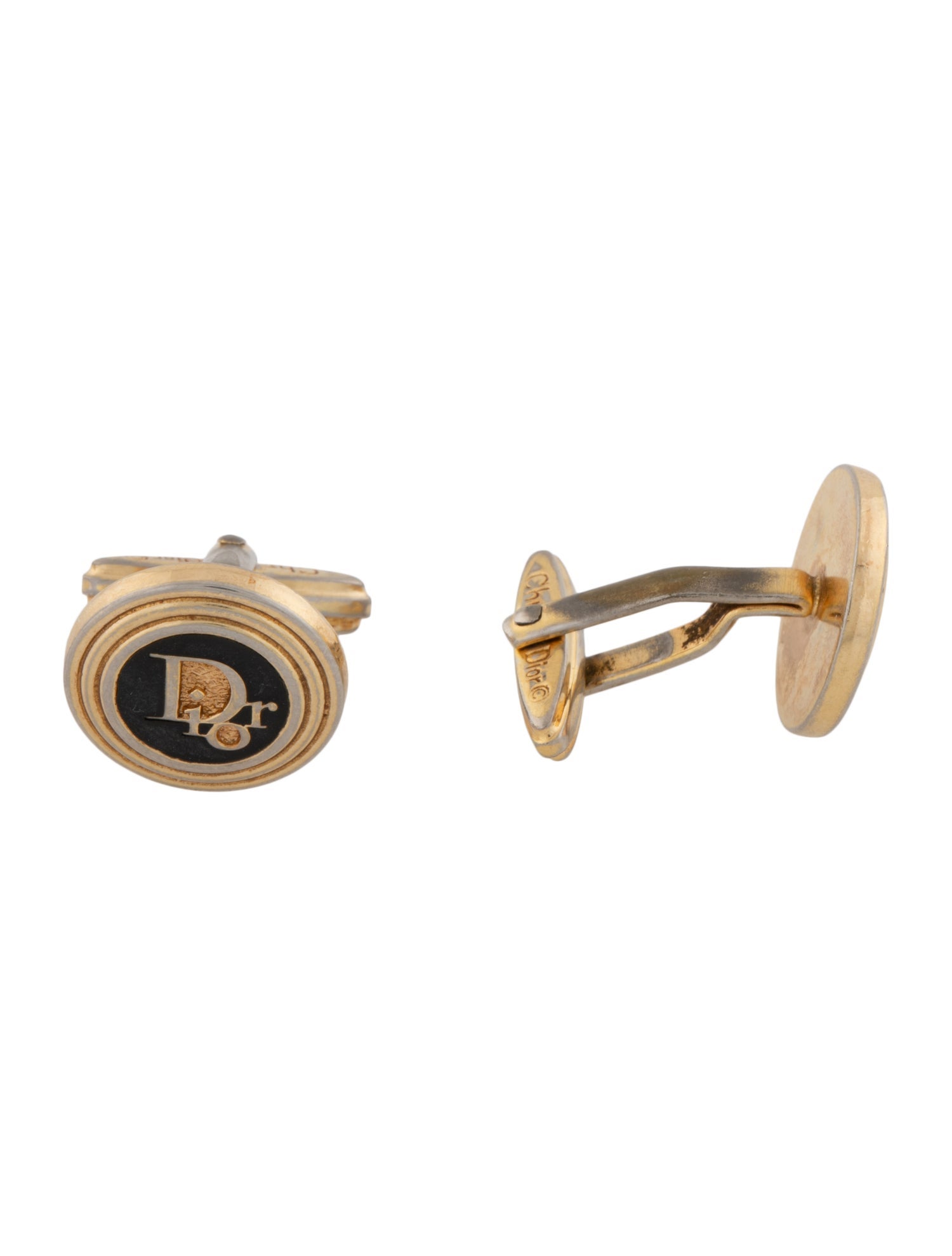 Christian Dior Vintage Enamel Logo Cufflinks