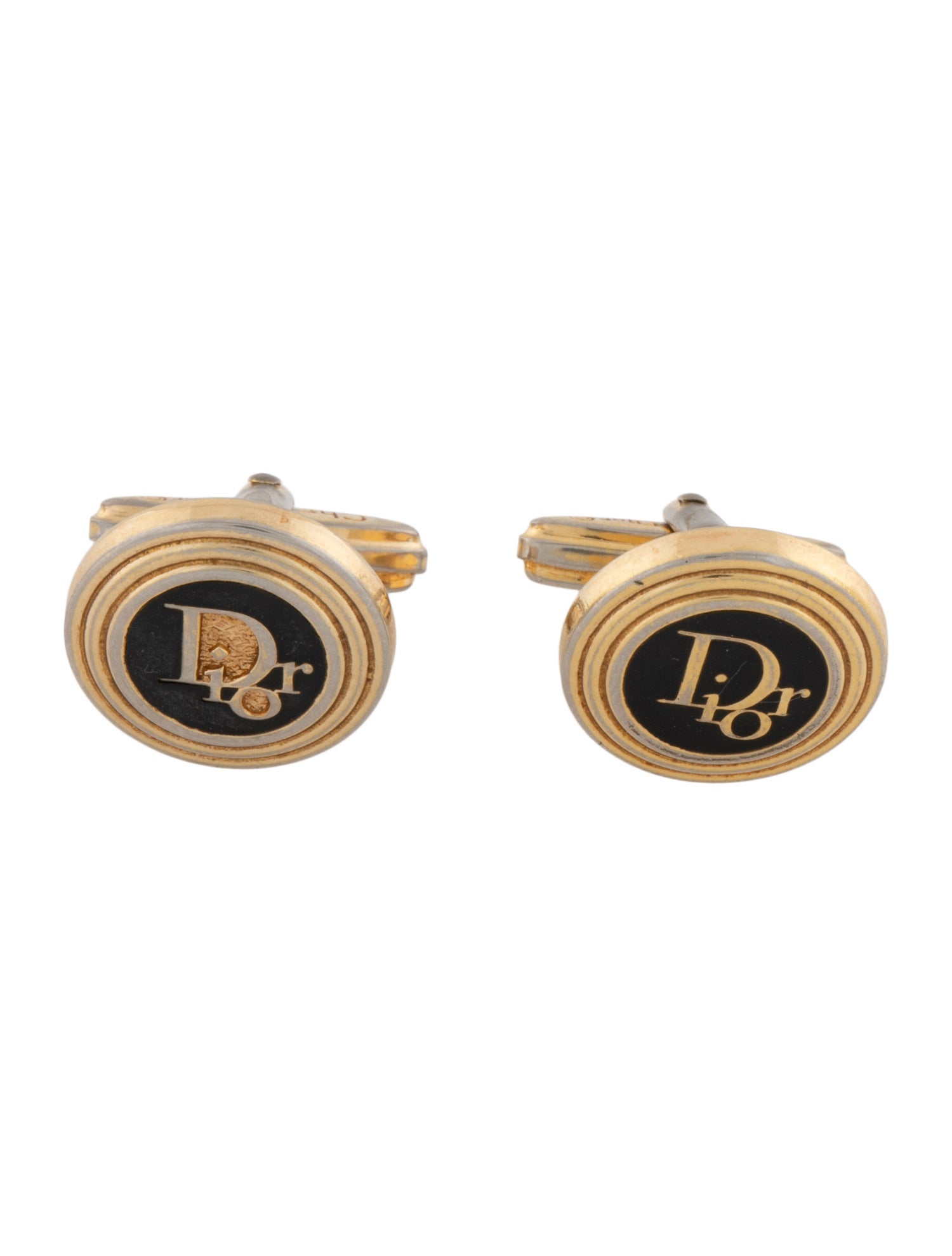 Christian Dior Vintage Enamel Logo Cufflinks