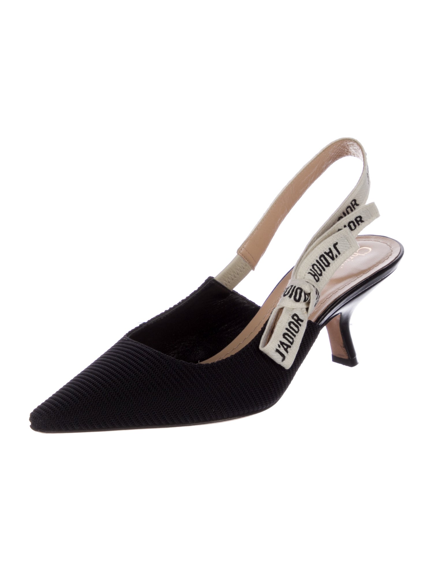 Printed Bow Accents Slingback Pumps