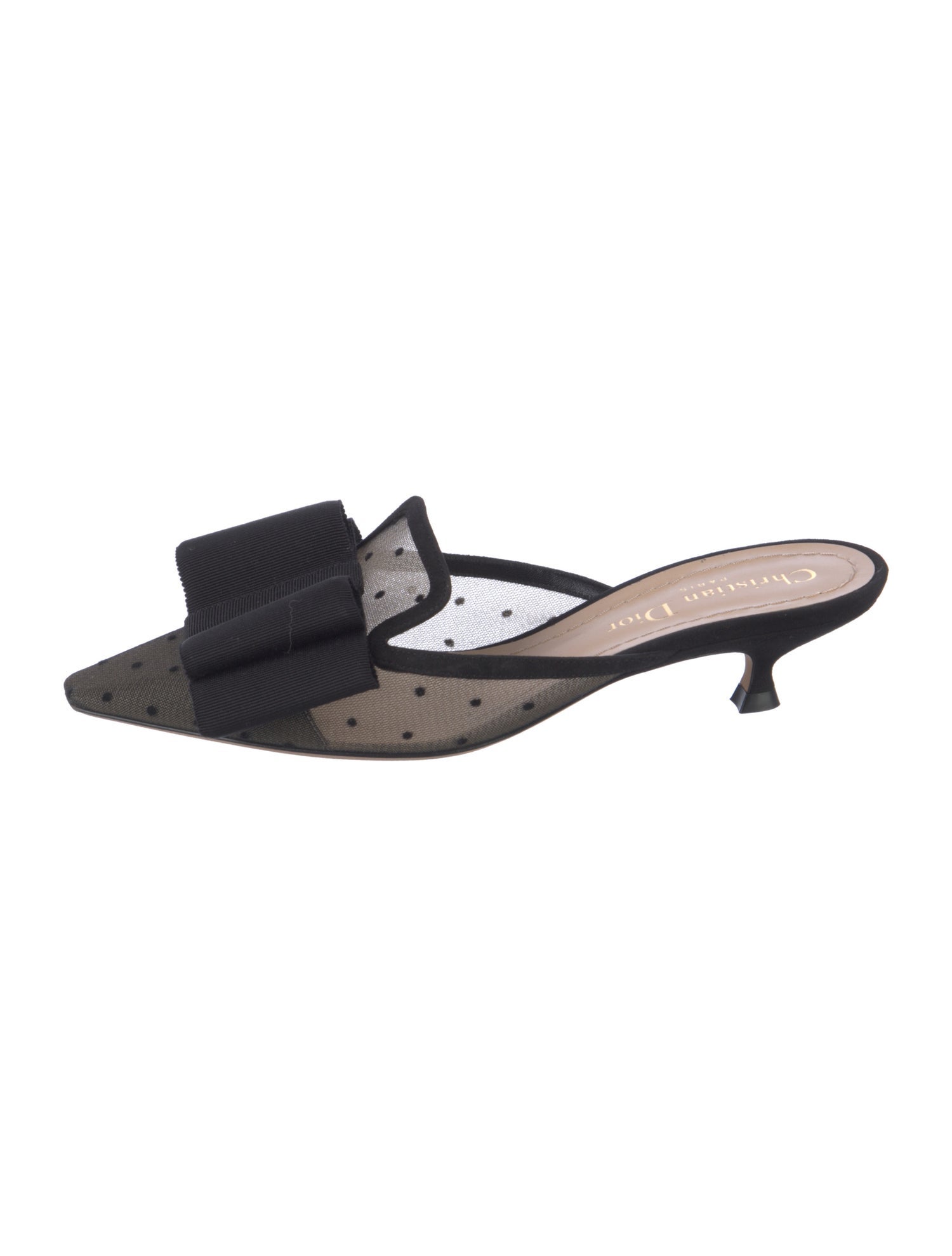 Christian Dior Mesh Bow Accents Mules