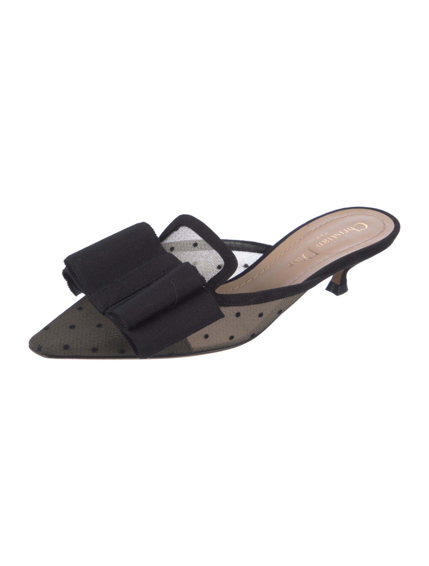 Christian Dior Mesh Bow Accents Mules