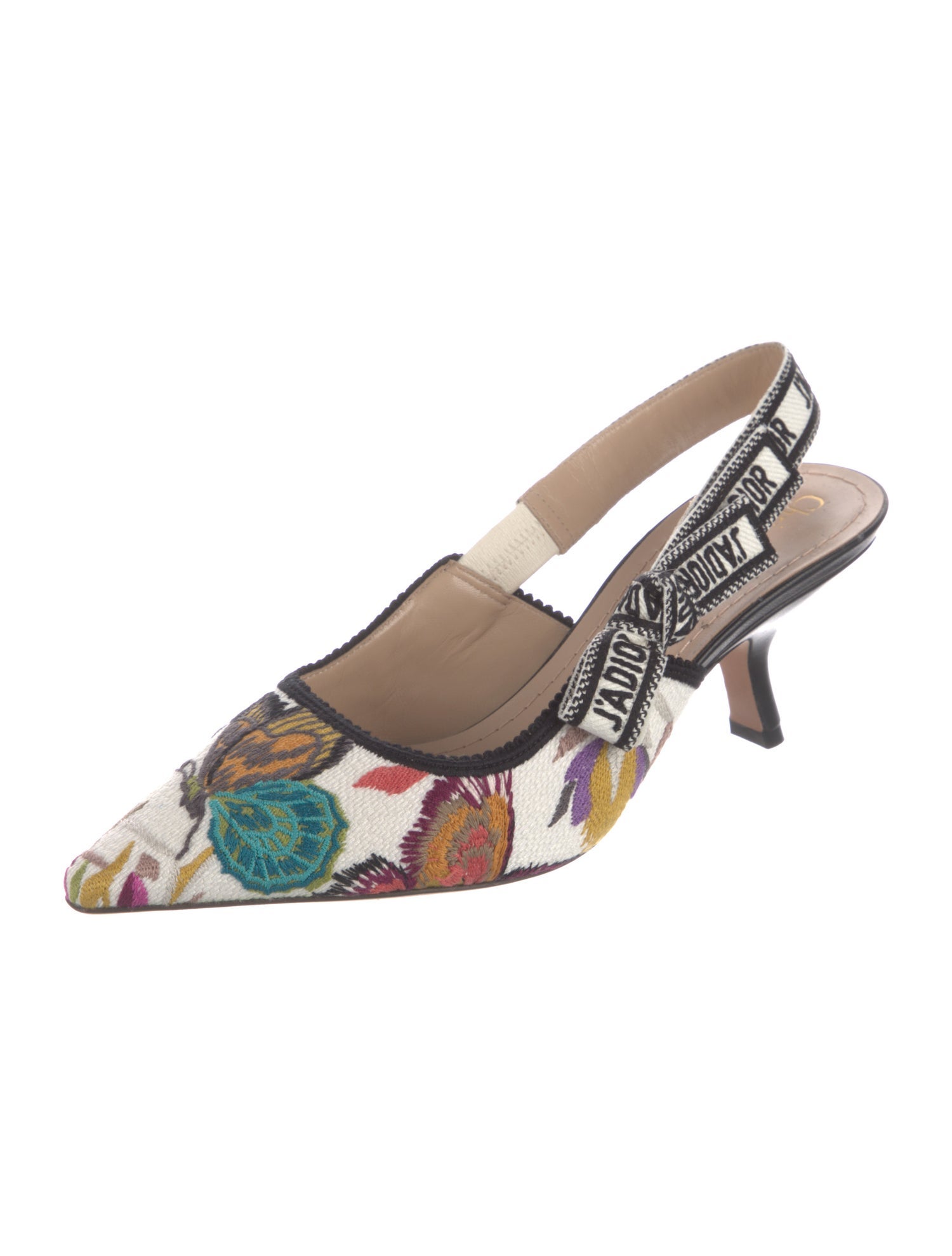 Christian Dior Patterned Bow Accents Slingback Pumps