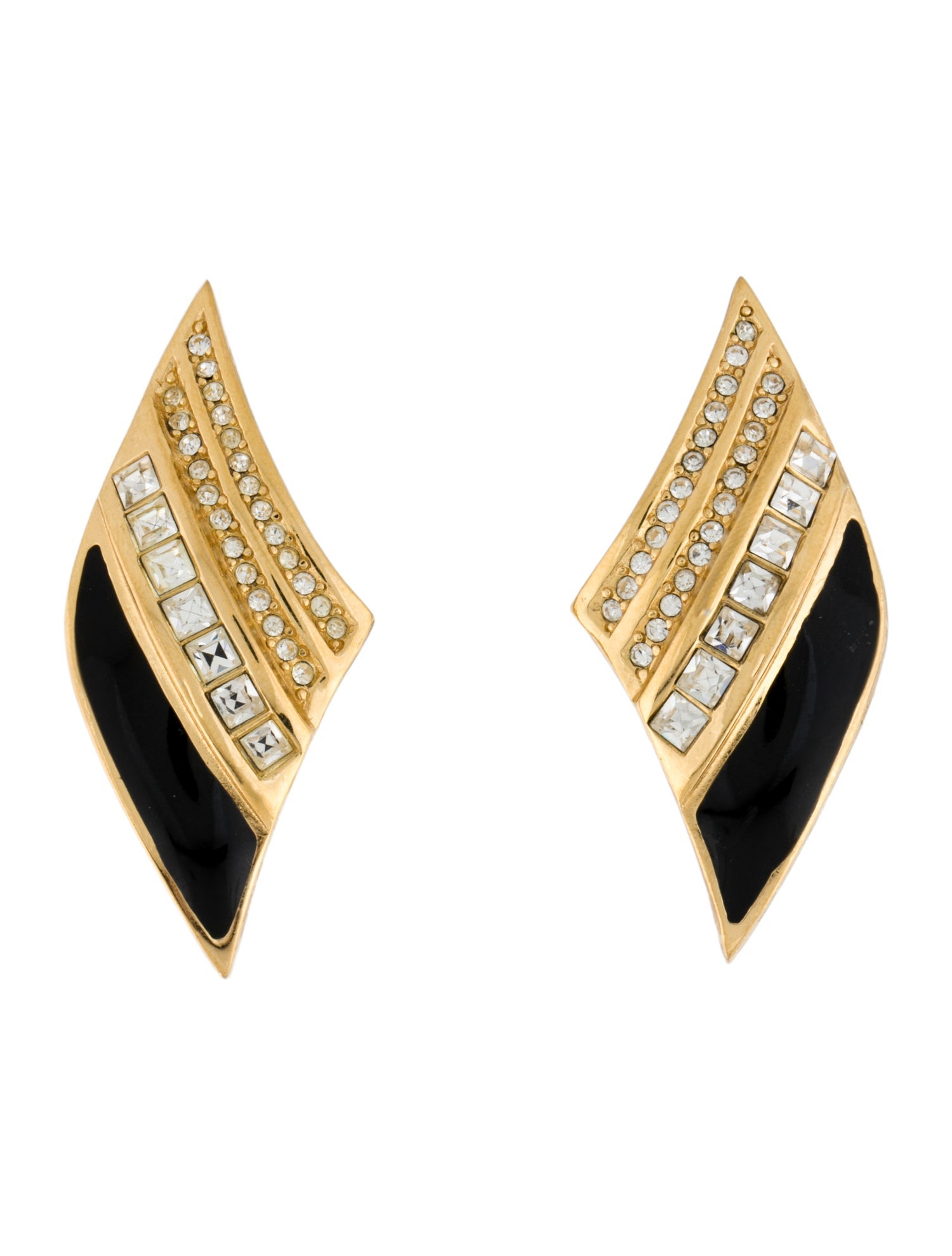 Christian Dior Vintage Crystal & Enamel Clip-On Earrings