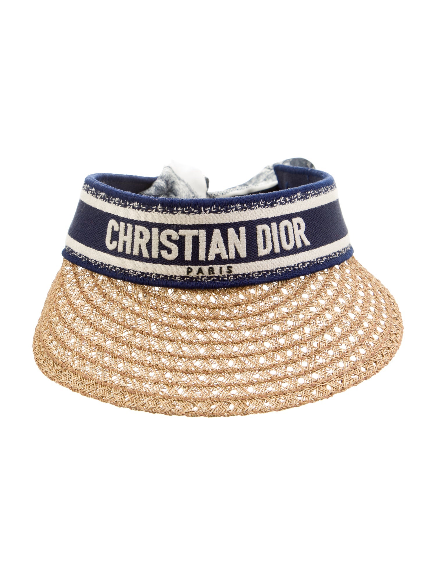 Christian Dior Straw Woven Sun Visor Hat