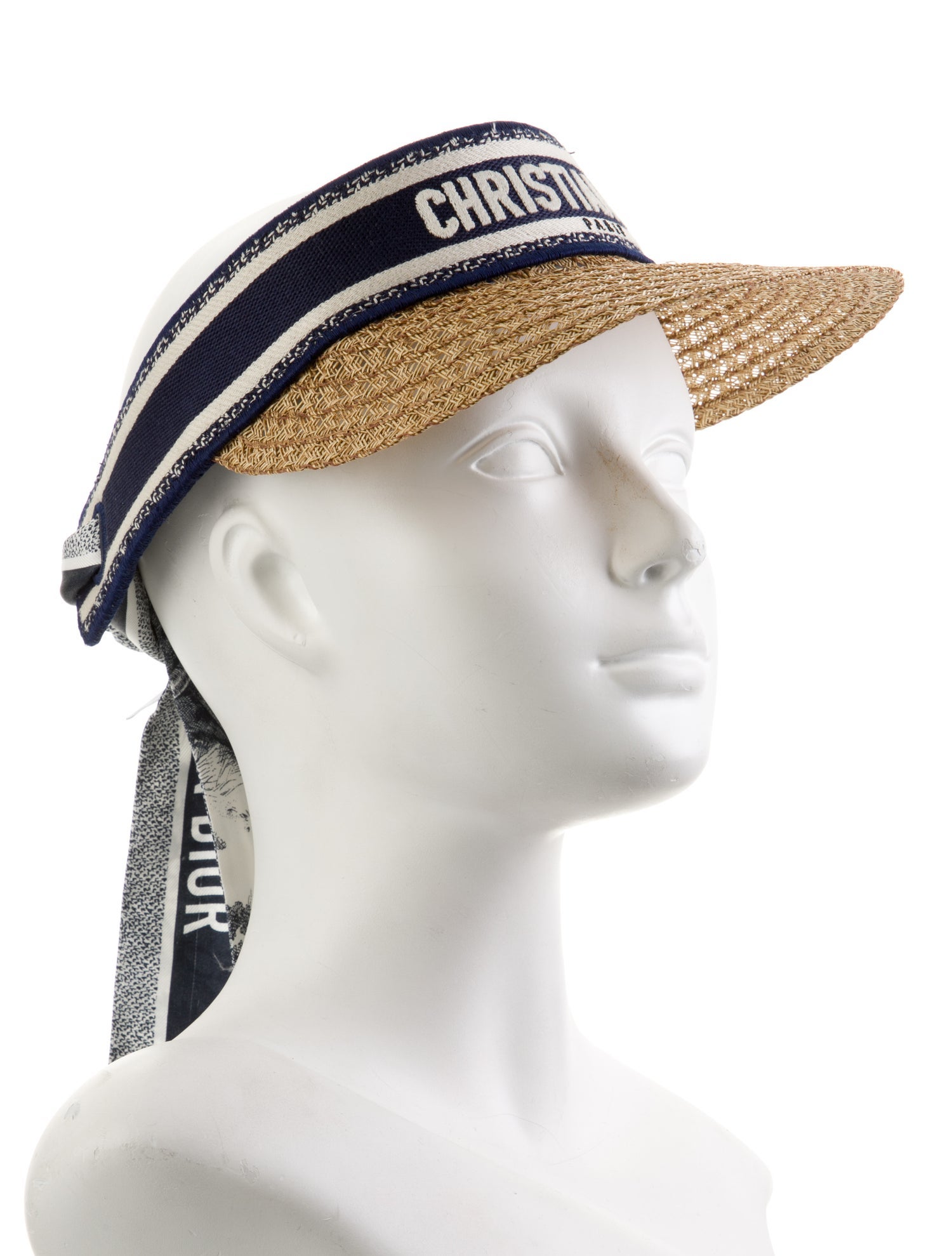 Christian Dior Straw Woven Sun Visor Hat