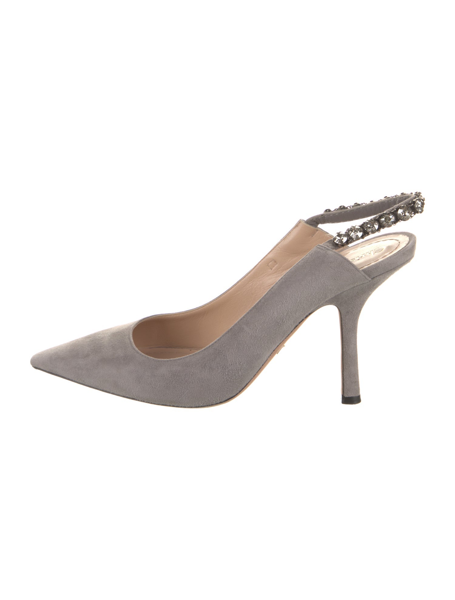 Christian Dior Suede Crystal Embellishments Slingback Pumps