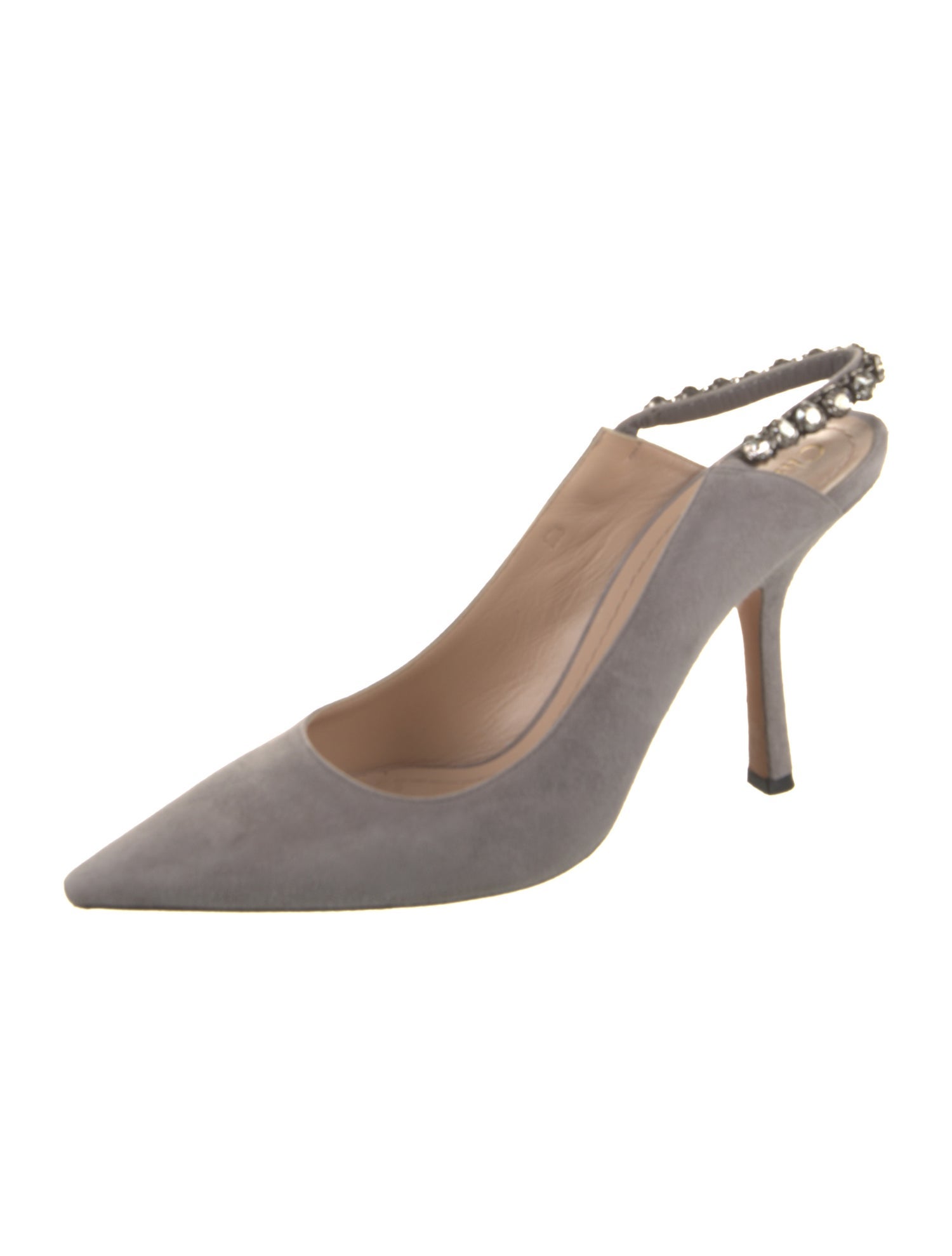 Christian Dior Suede Crystal Embellishments Slingback Pumps