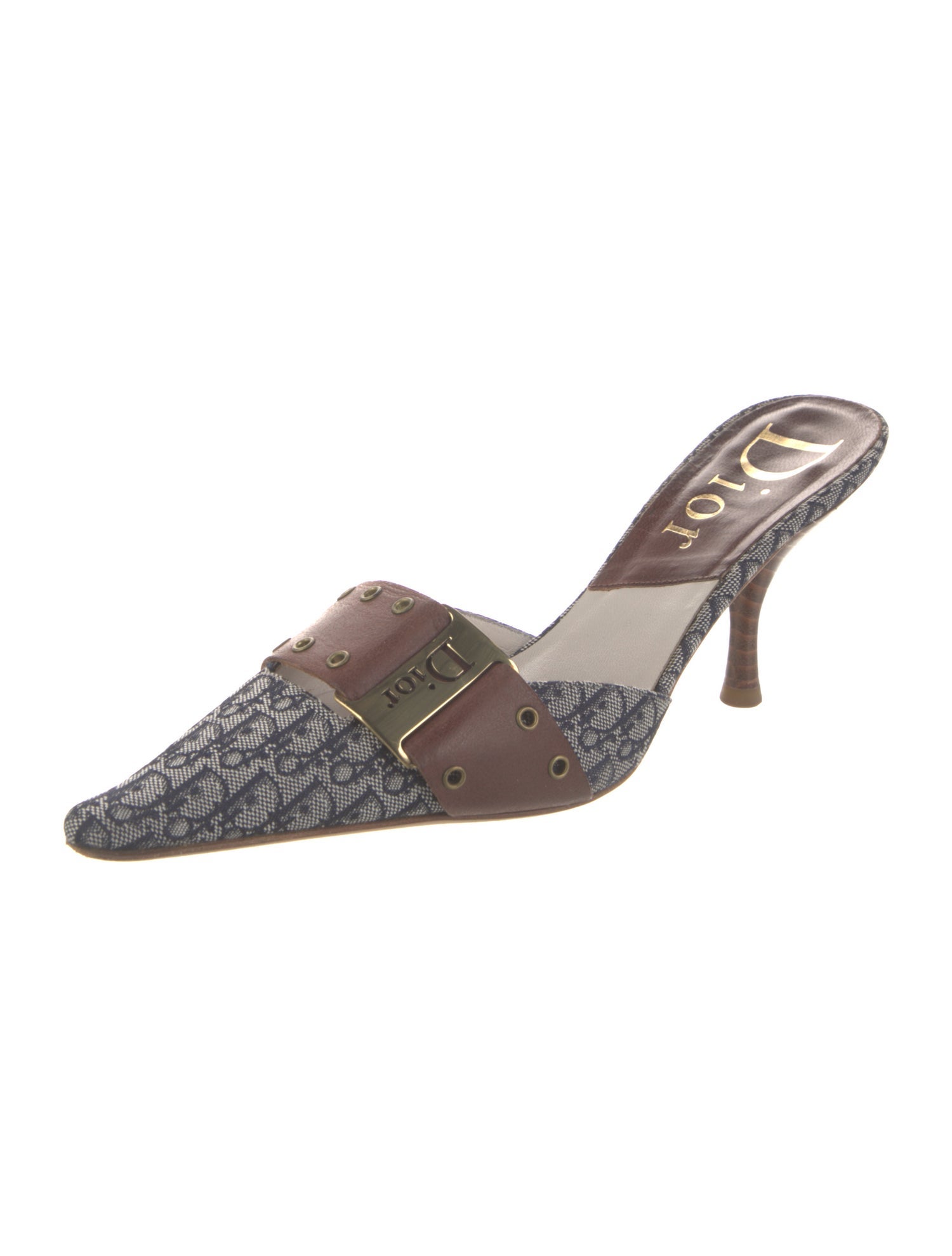 Christian Dior Diorissimo Pattern Canvas Mules